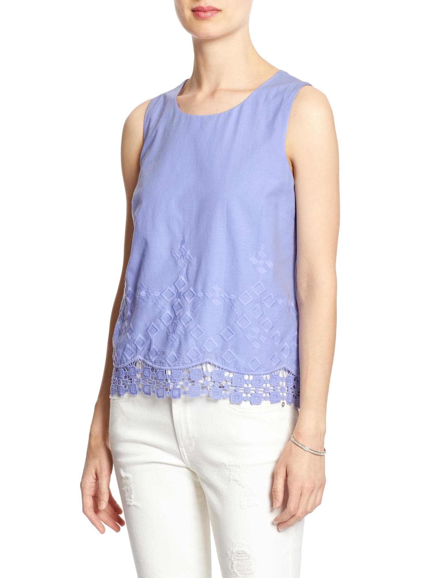 Factory Eyelet-Trim Shell Top