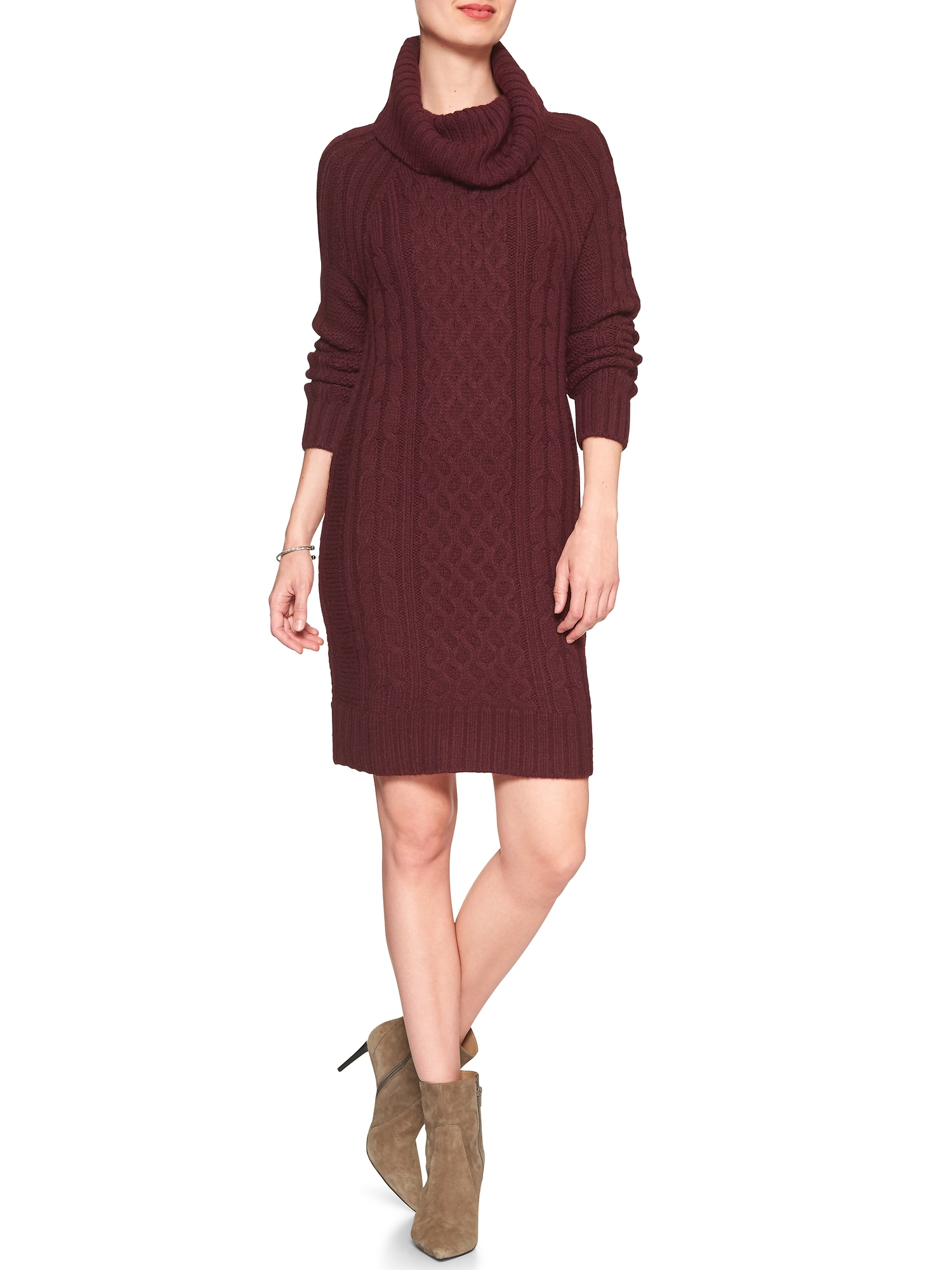 Cable Cowl Turtleneck Sweater Dress Banana Republic Factory