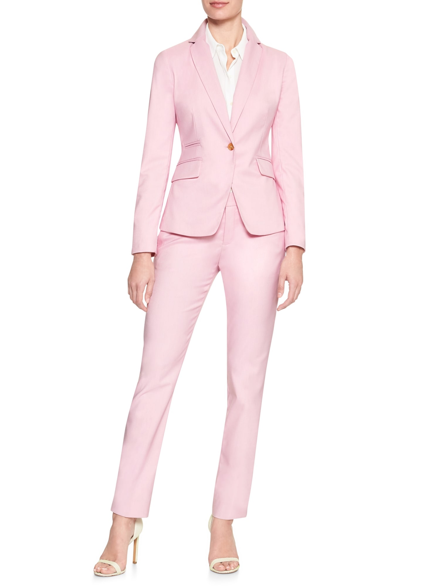 Pink Twill Cutaway Single-Button Blazer
