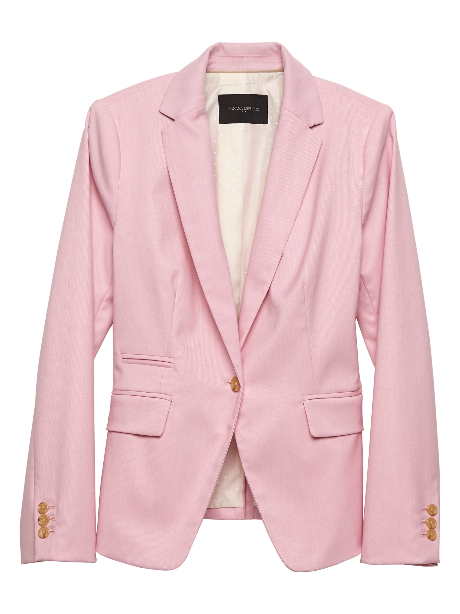 Pink Twill Cutaway Single-Button Blazer