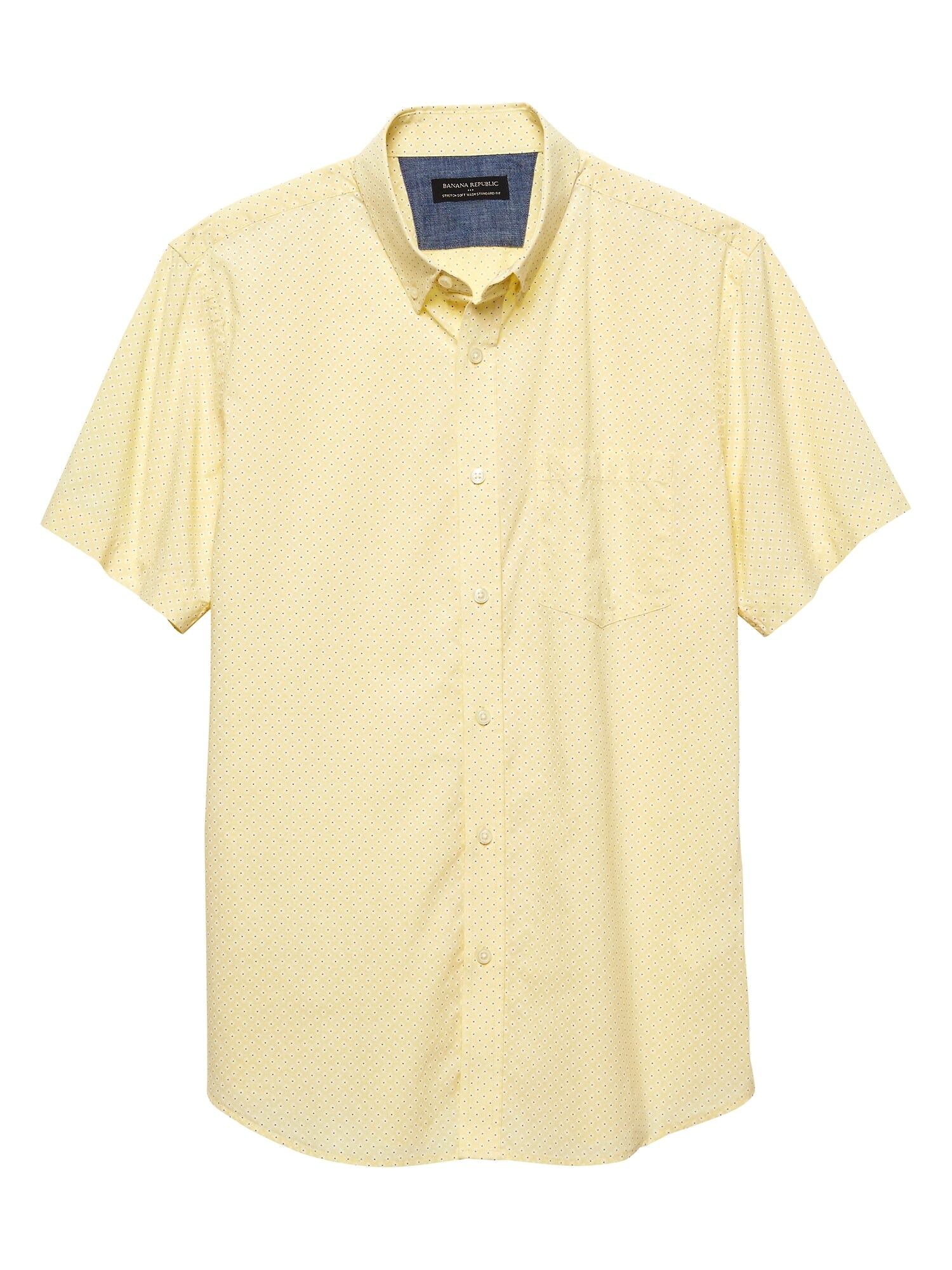Standard-Fit Soft Wash Stretch Yellow Dot Shirt