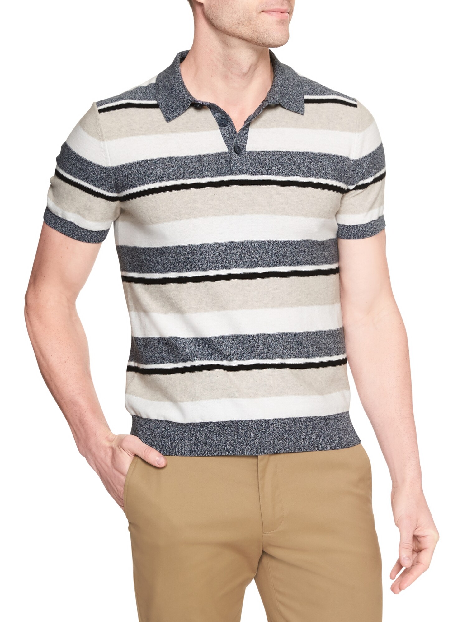 Variegated Stripe Sweater Polo