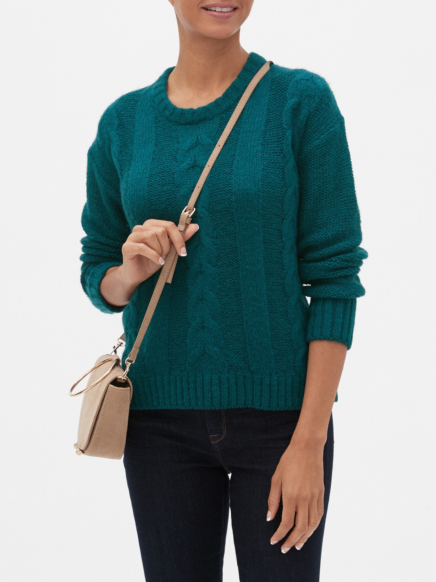 Cable Knit Crew Neck Sweater Banana Republic Factory