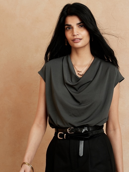 Crepe Cowl Neck Top Banana Republic Factory