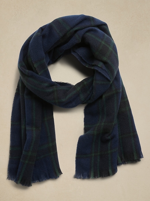 Navy Green Tartan Plaid Scarf Banana Republic Factory