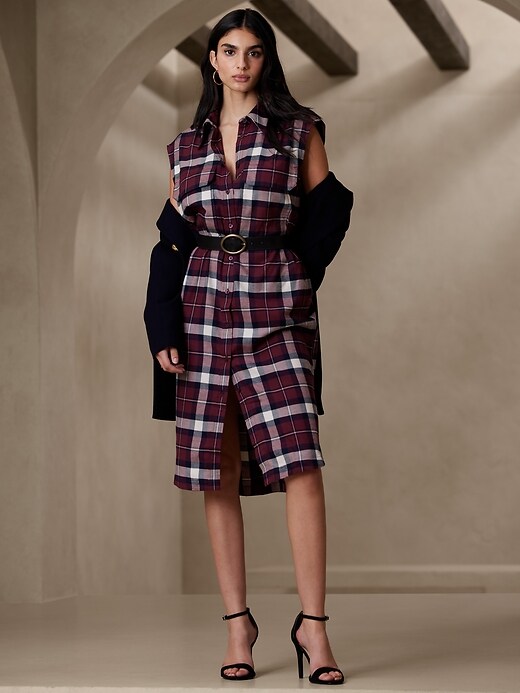 Flannel Midi Shirtdress Banana Republic Factory