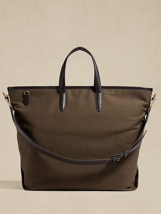 Leather Trim Canvas Tote Banana Republic Factory