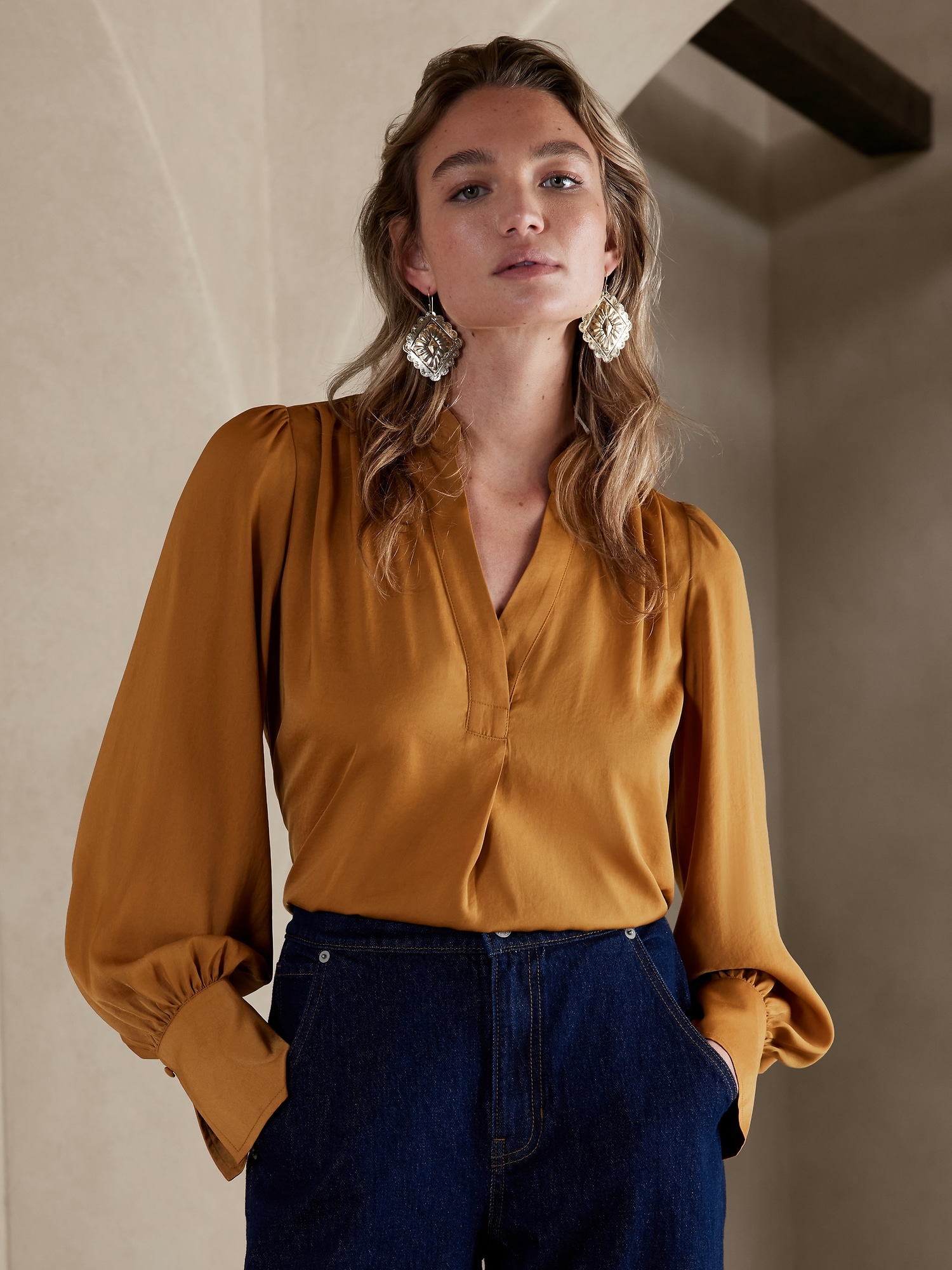 Volume Sleeve Blouse Banana Republic Factory