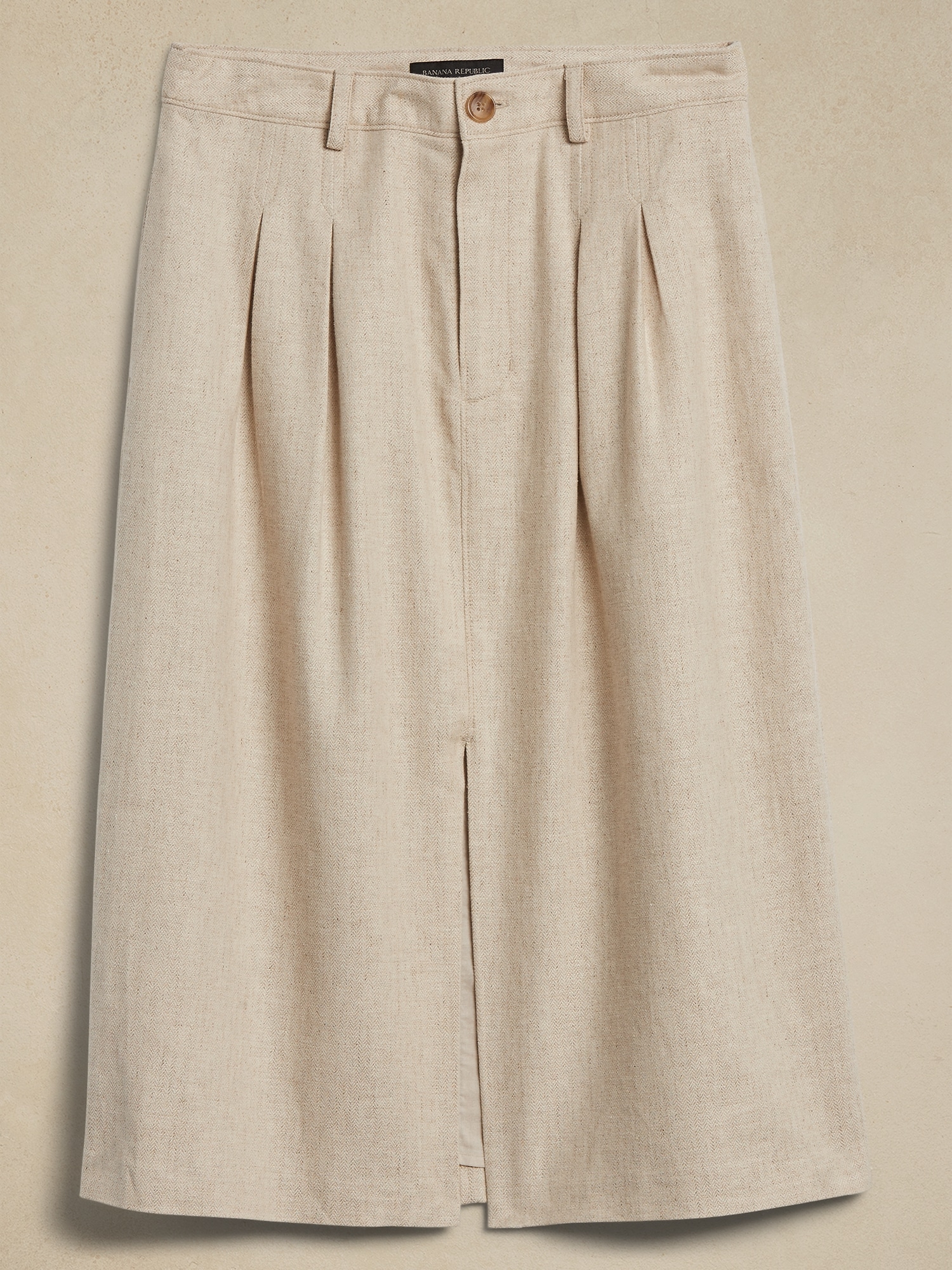 Linen Blend Herringbone Midi Skirt Banana Republic Factory