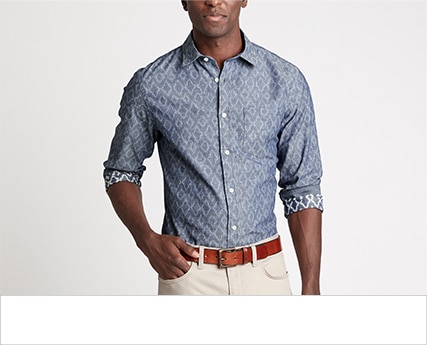 Gray, XL Mens Long Sleeve Denim Solid Shirt Casual Double-Pocket Dress Shirt Work Slim Fit Shirts Big Promotion