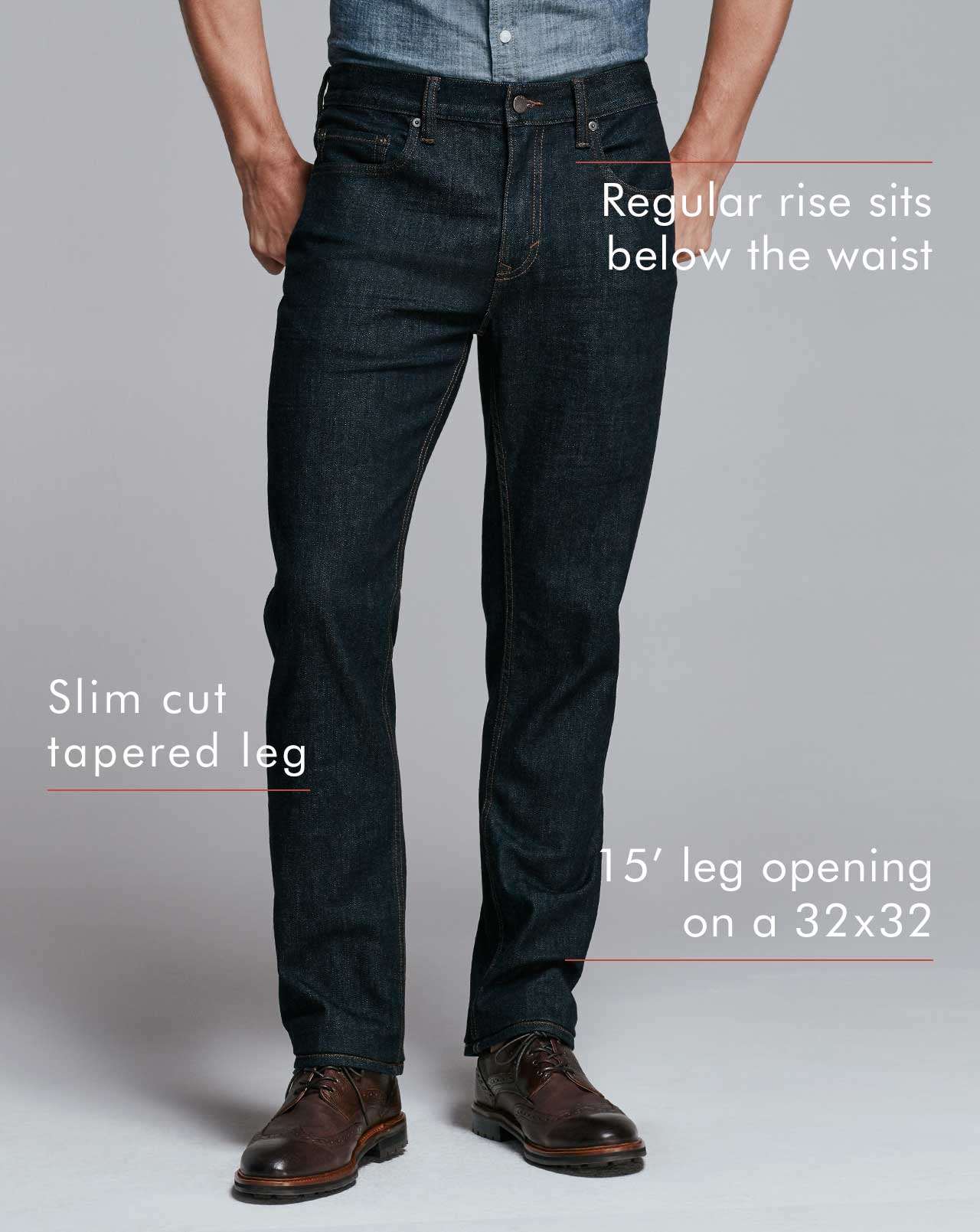slim fit denim front