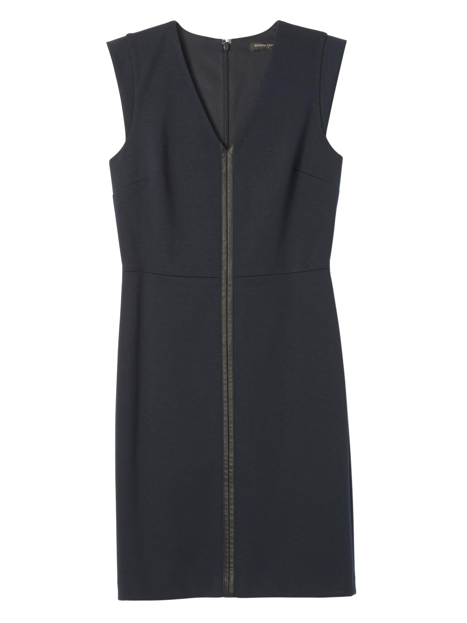 Faux-Leather Ponte Sheath Dress | Banana Republic Factory