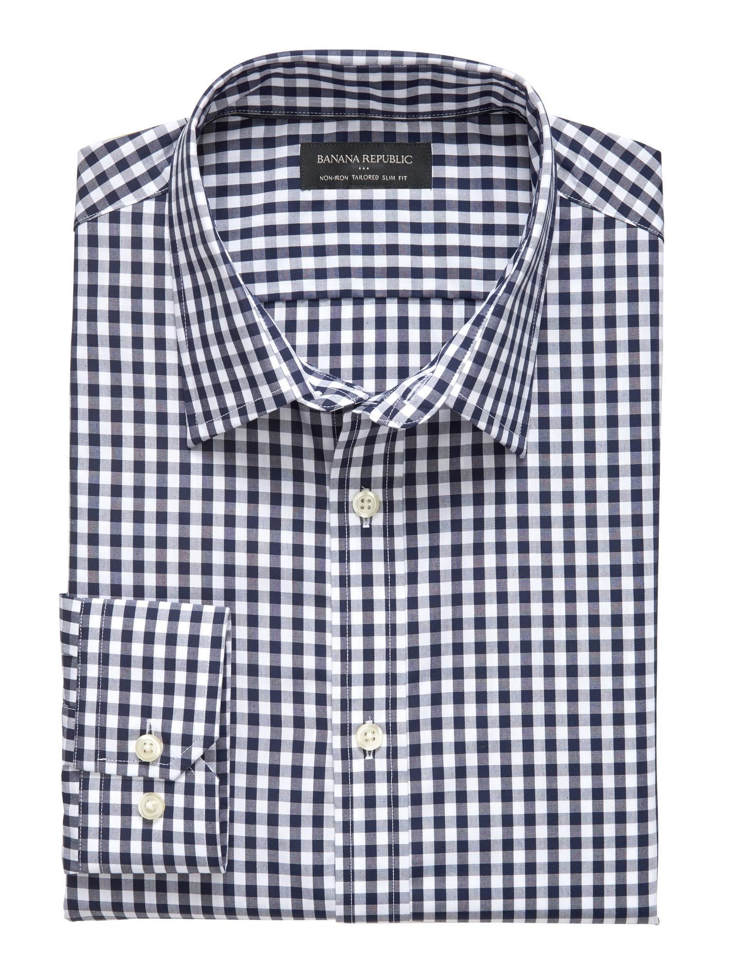 Tailored Slim Fit NonIron Gingham Shirt Banana Republic Factory