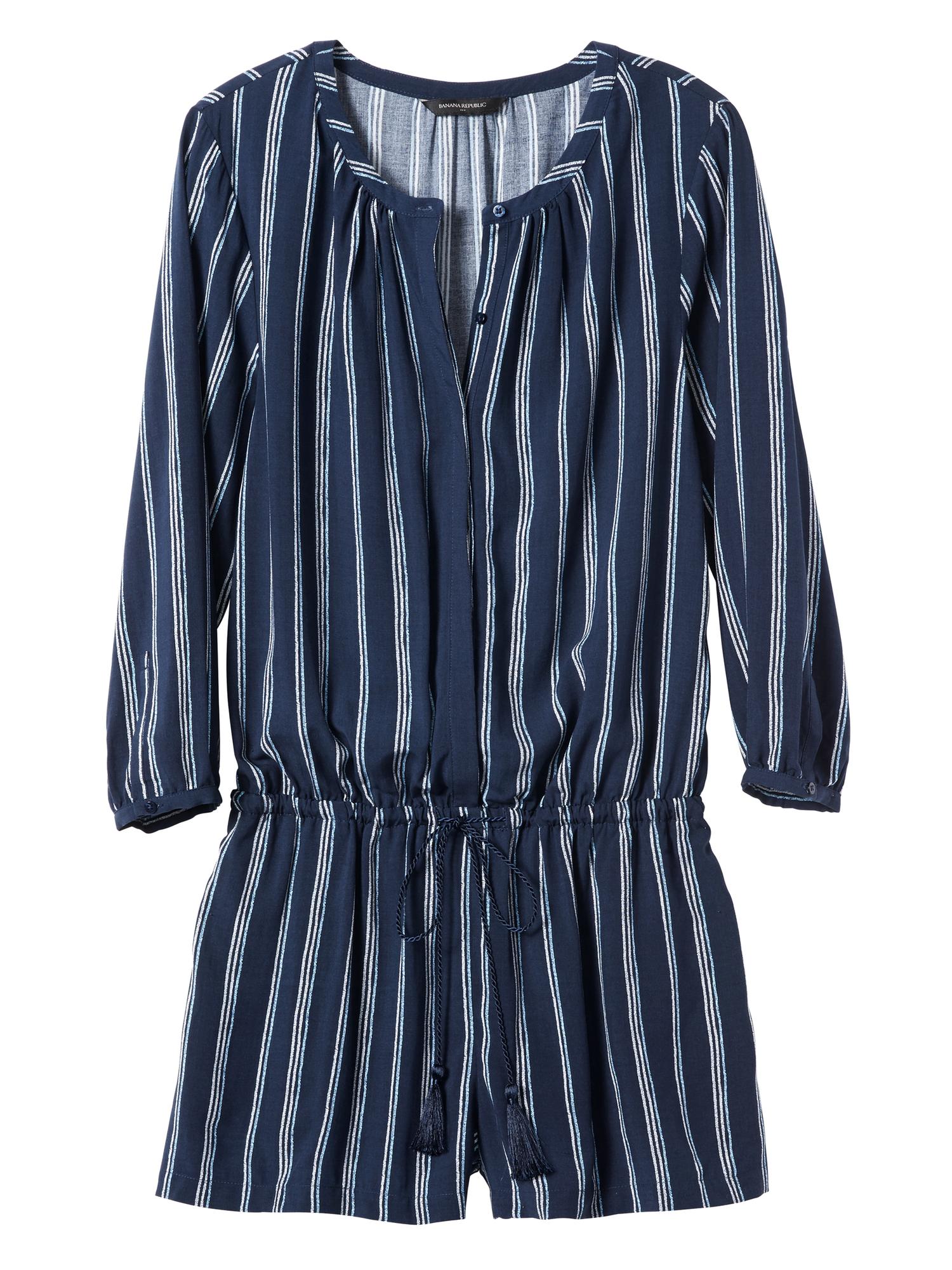 Stripe 3/4Sleeve Romper Banana Republic Factory
