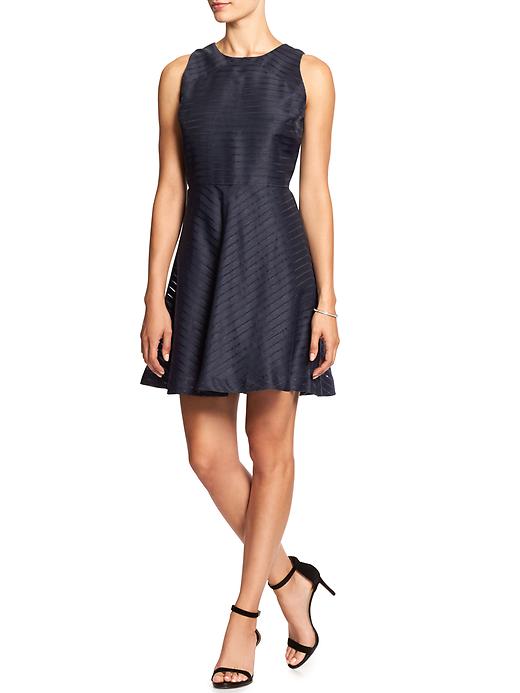 Sheer-Stripe Fit And Flare Dress | Banana Republic Factory