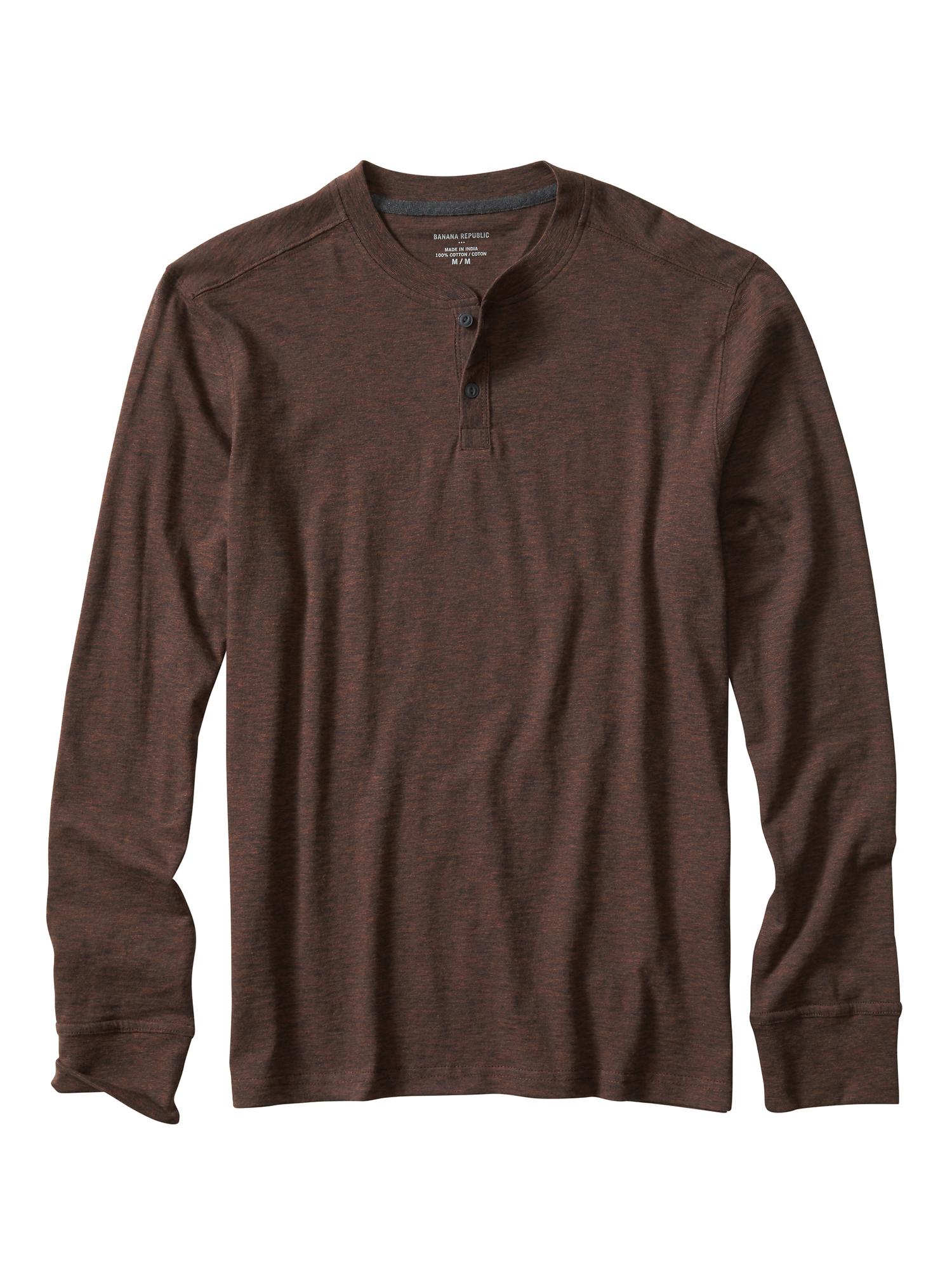 Long-Sleeve Heathered Henley | Banana Republic Factory