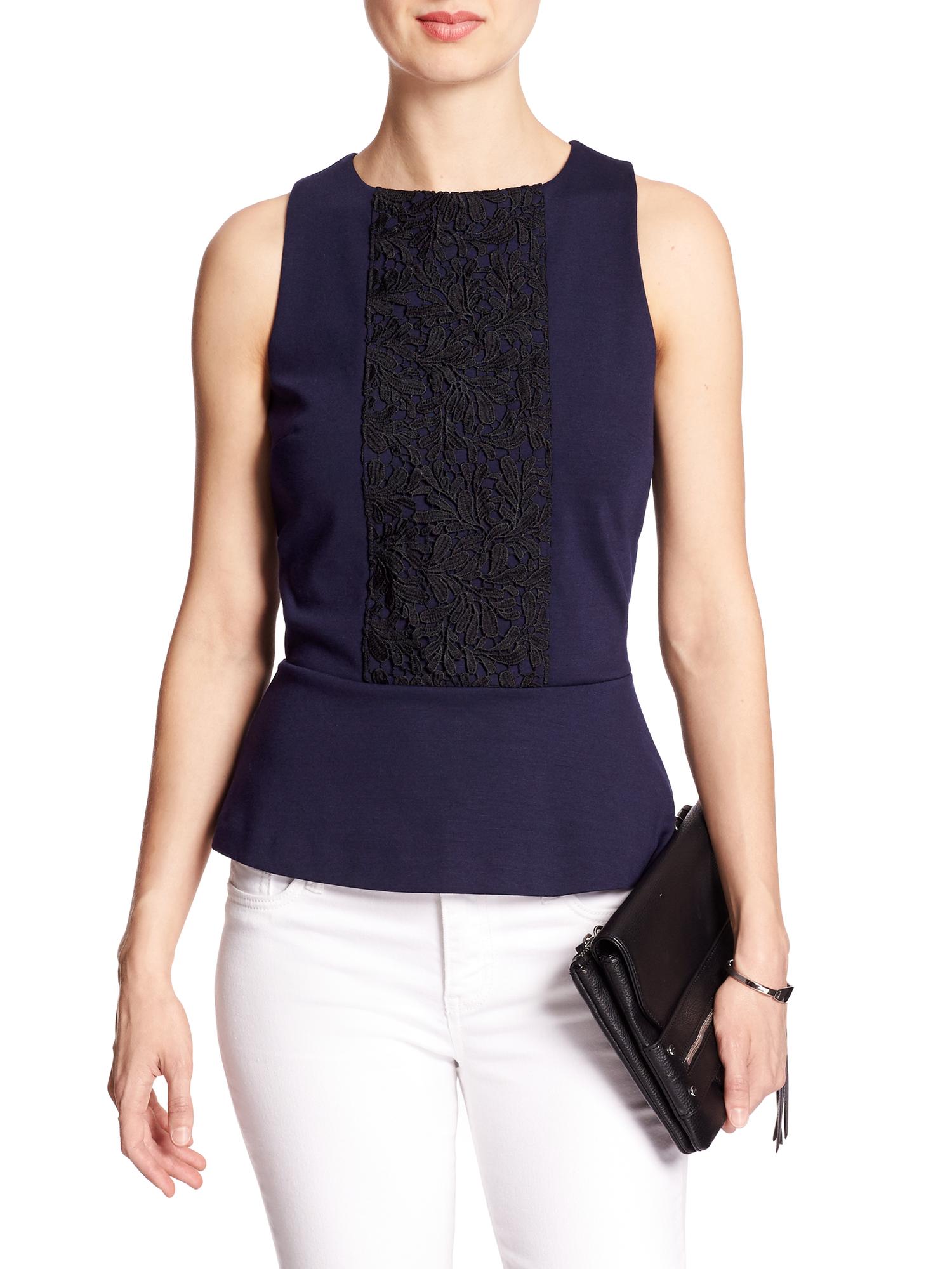 Lace-Front Peplum Top