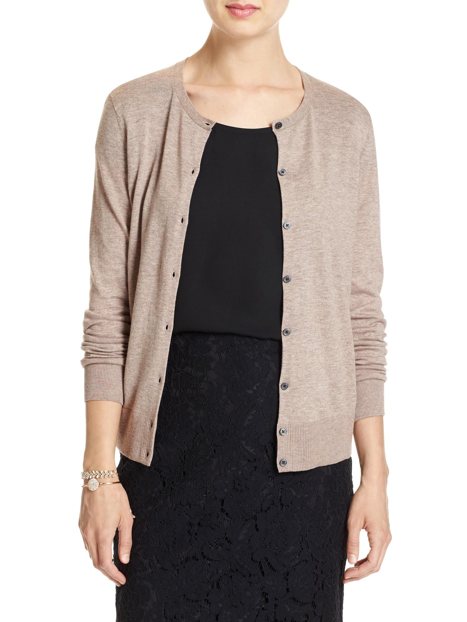 Machine Washable Forever CrewNeck Cardigan Banana Republic Factory