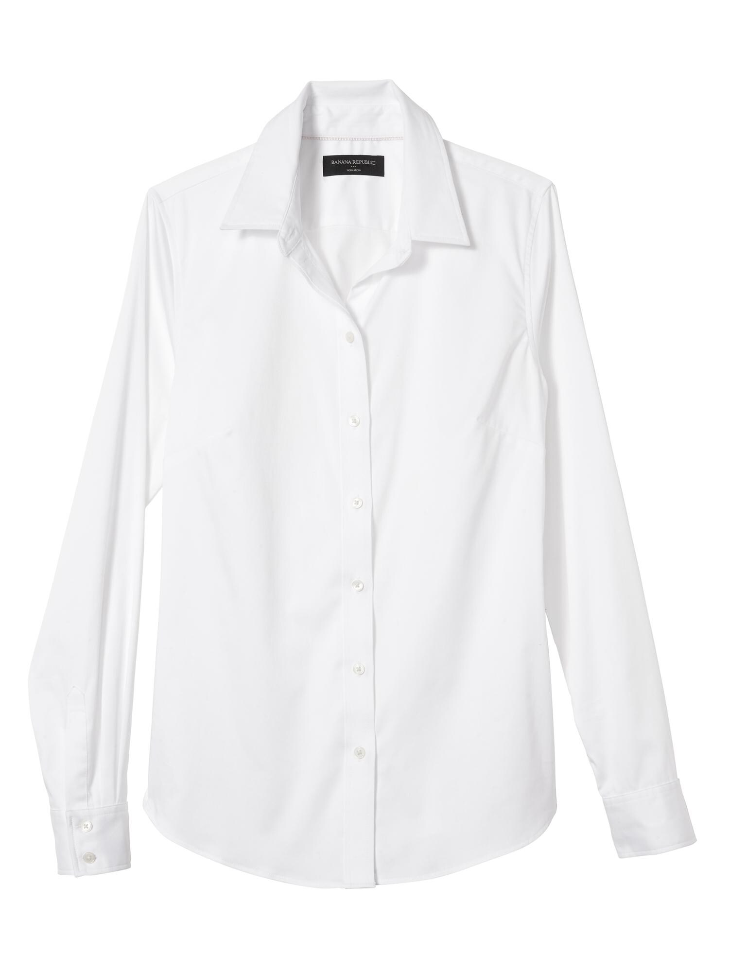 no iron women's white dress shirts