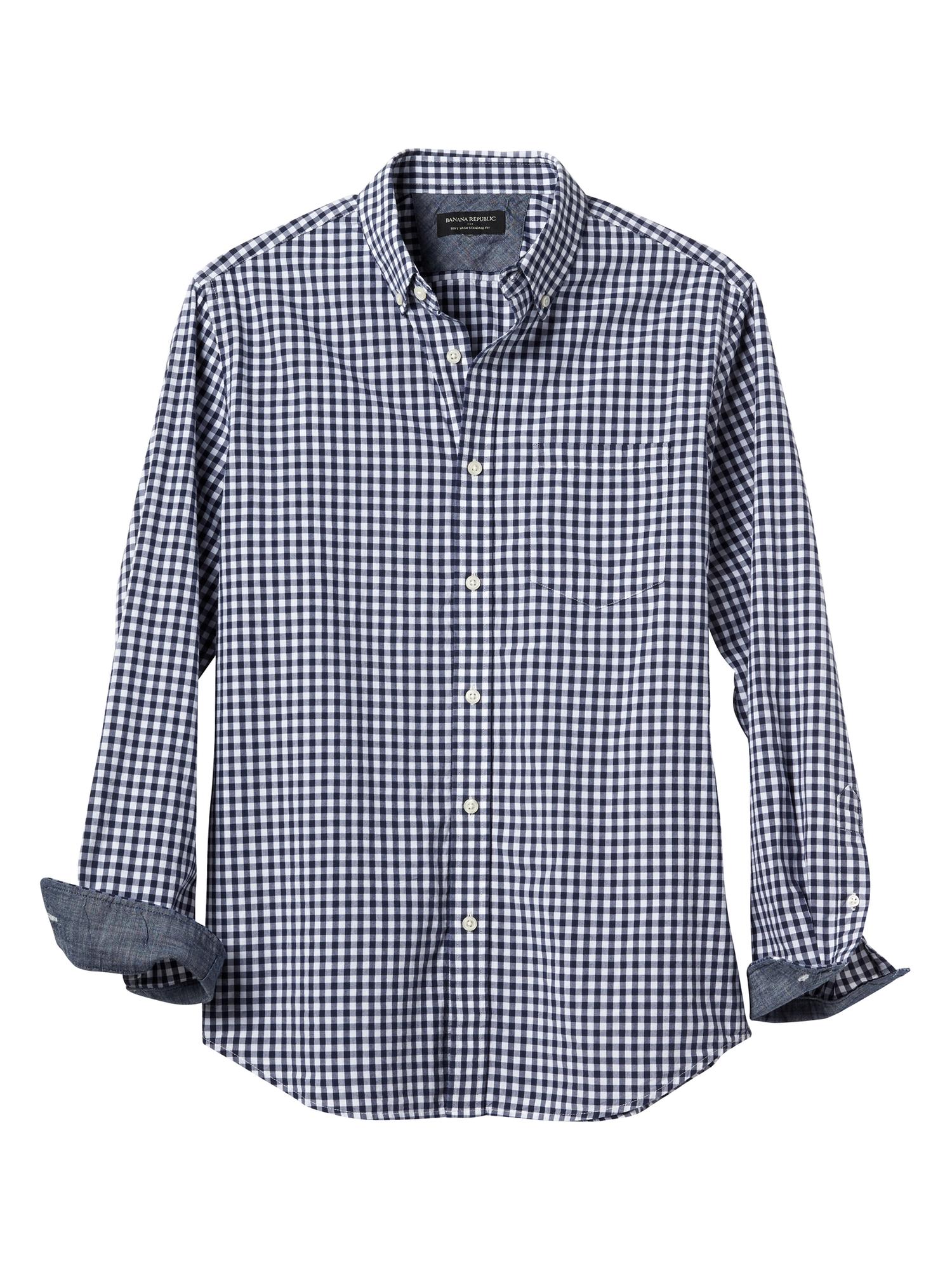 Standard-Fit Soft-Wash Gingham Shirt | Banana Republic Factory