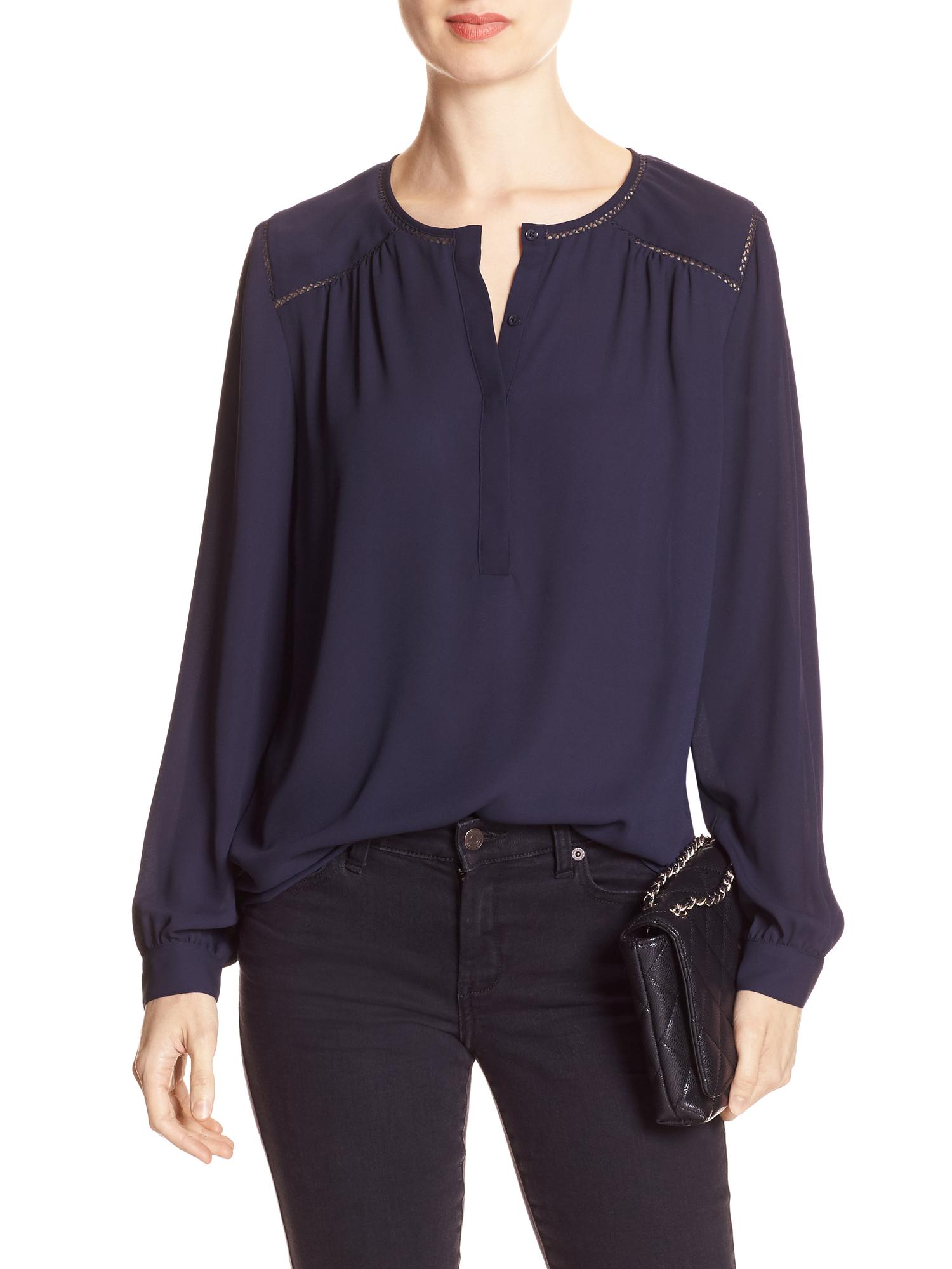 Cotton Ladder Detail Blouse - Banana Palm