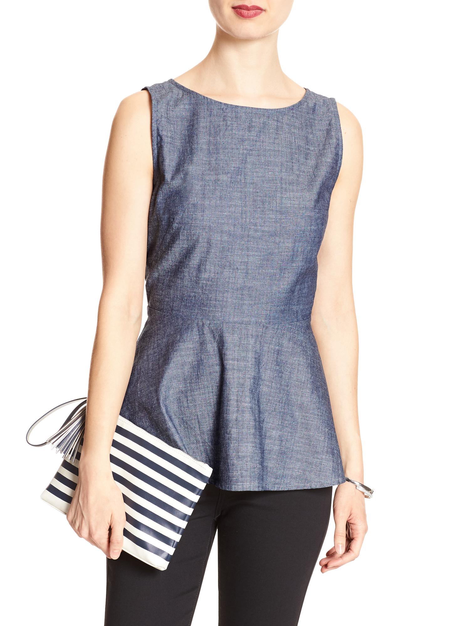 Tailored Chambray Peplum Top