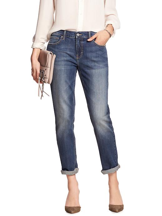 Petite Medium Wash Girlfriend Jean