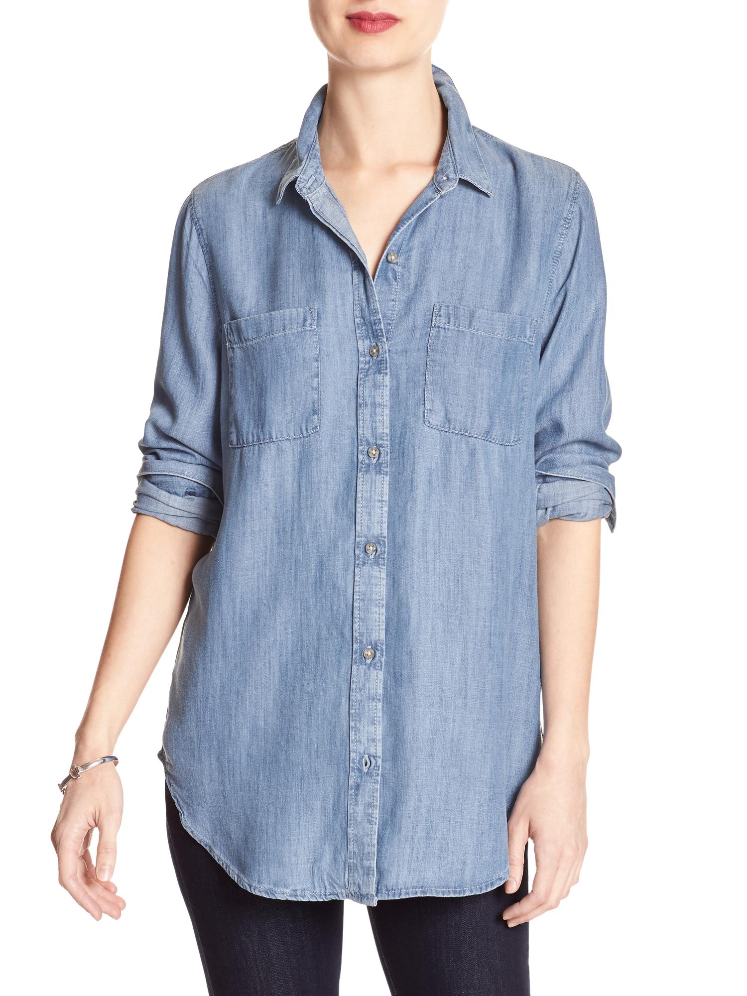 Drapey Chambray Boyfriend Shirt | Banana Republic Factory