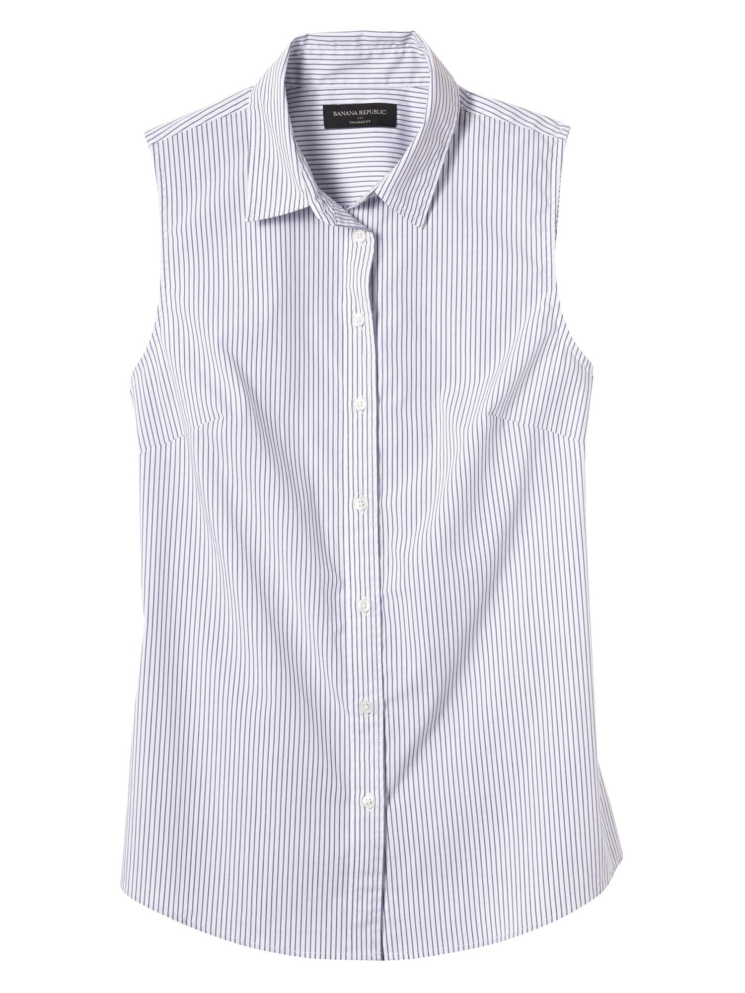 Sleeveless Striped Tailored Shirt