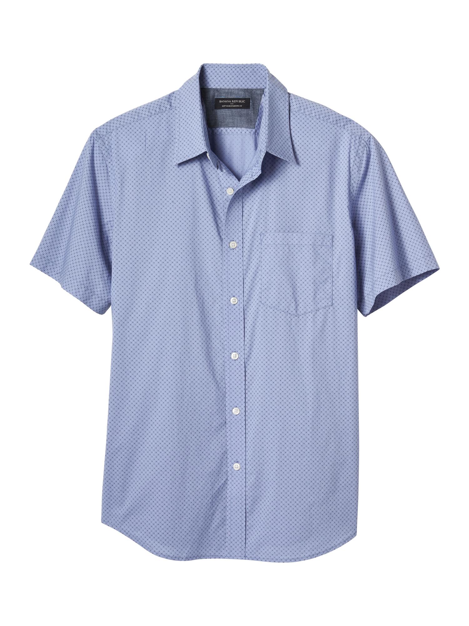 Standard-Fit Soft Wash Blue Print Shirt | Banana Republic Factory