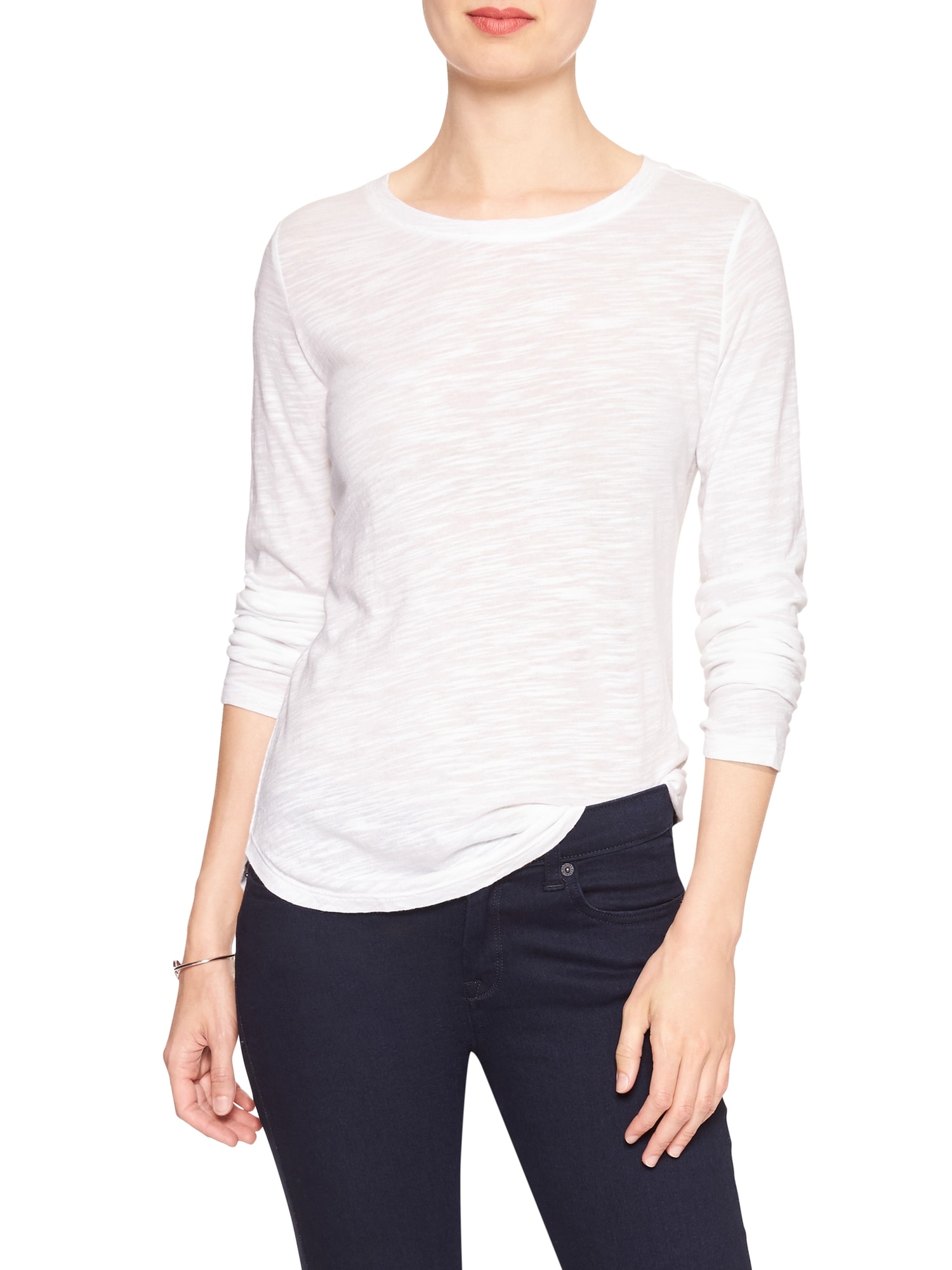 Malibu Crew-Neck Long Sleeve Tee | Banana Republic Factory