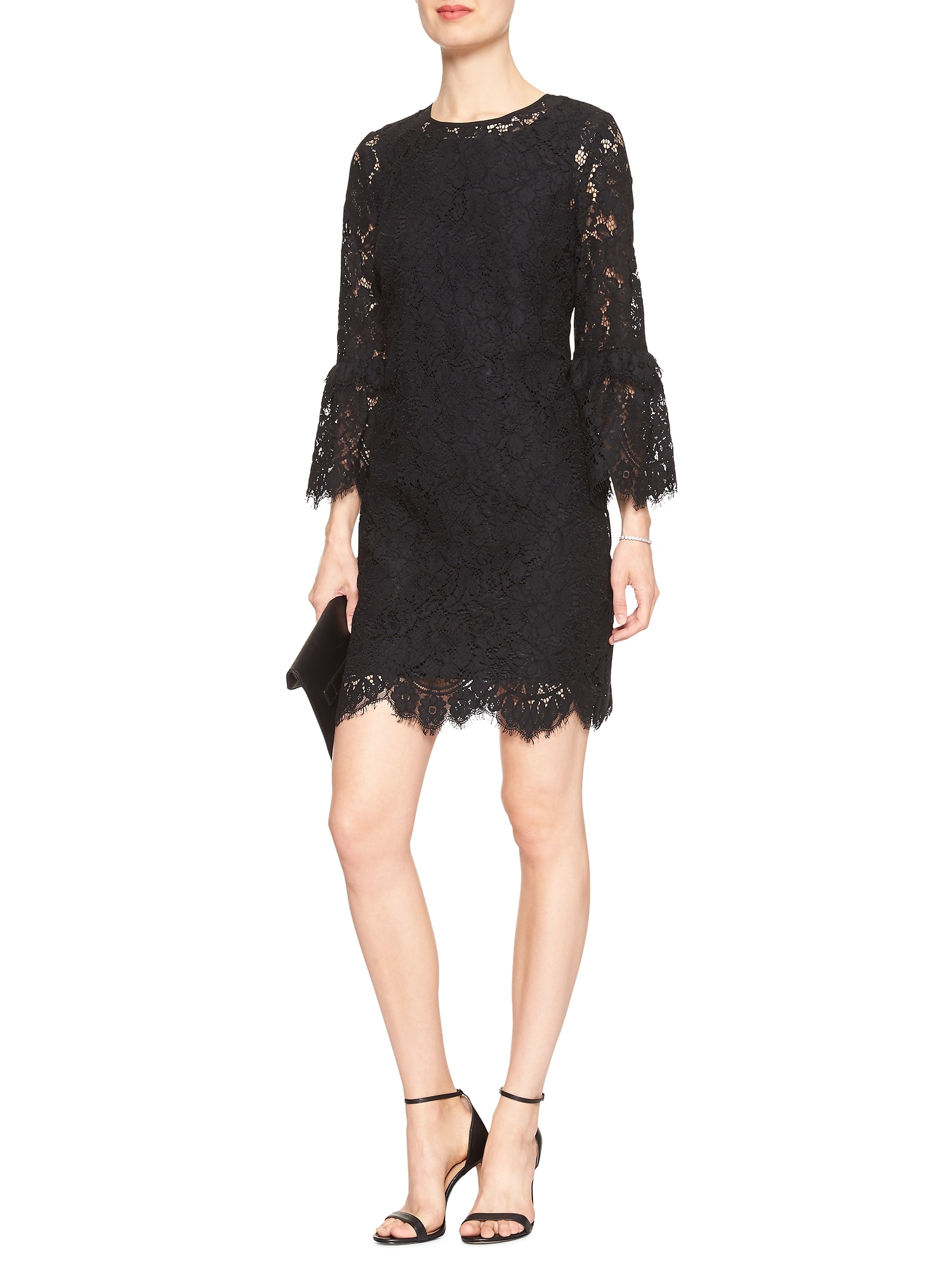 3/4 Bell Sleeve Lace Shift Dress
