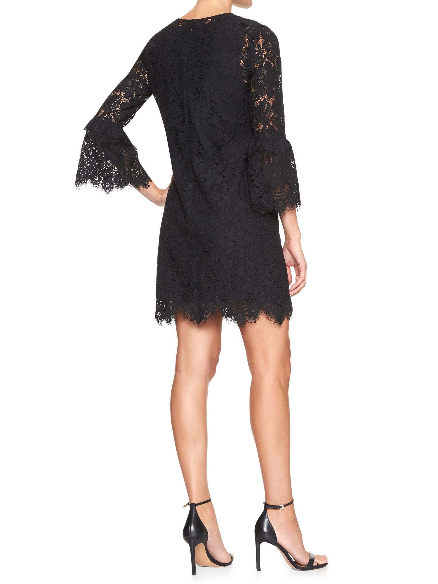 3/4 Bell Sleeve Lace Shift Dress