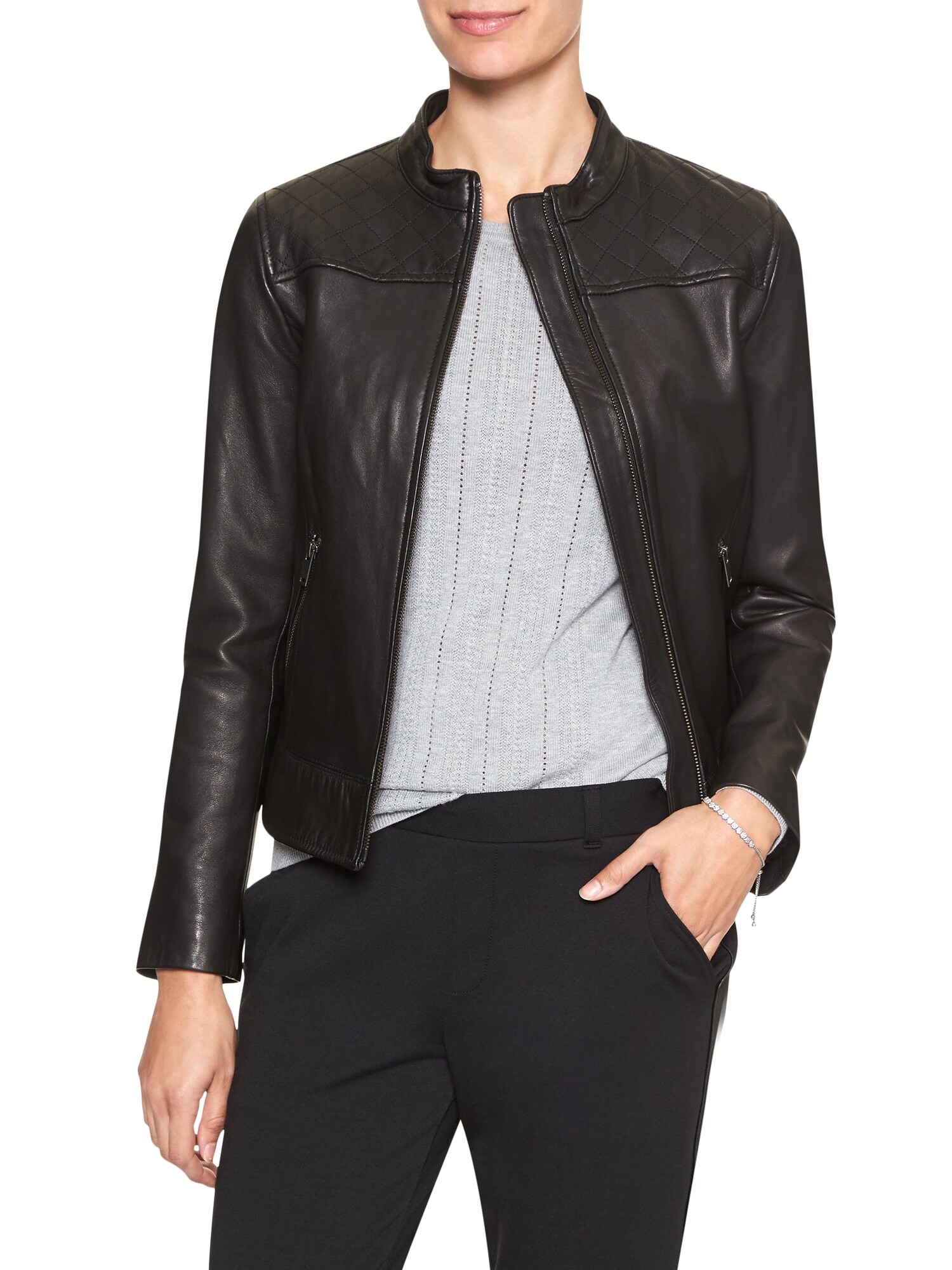 Black Leather Jacket | Banana Republic Factory