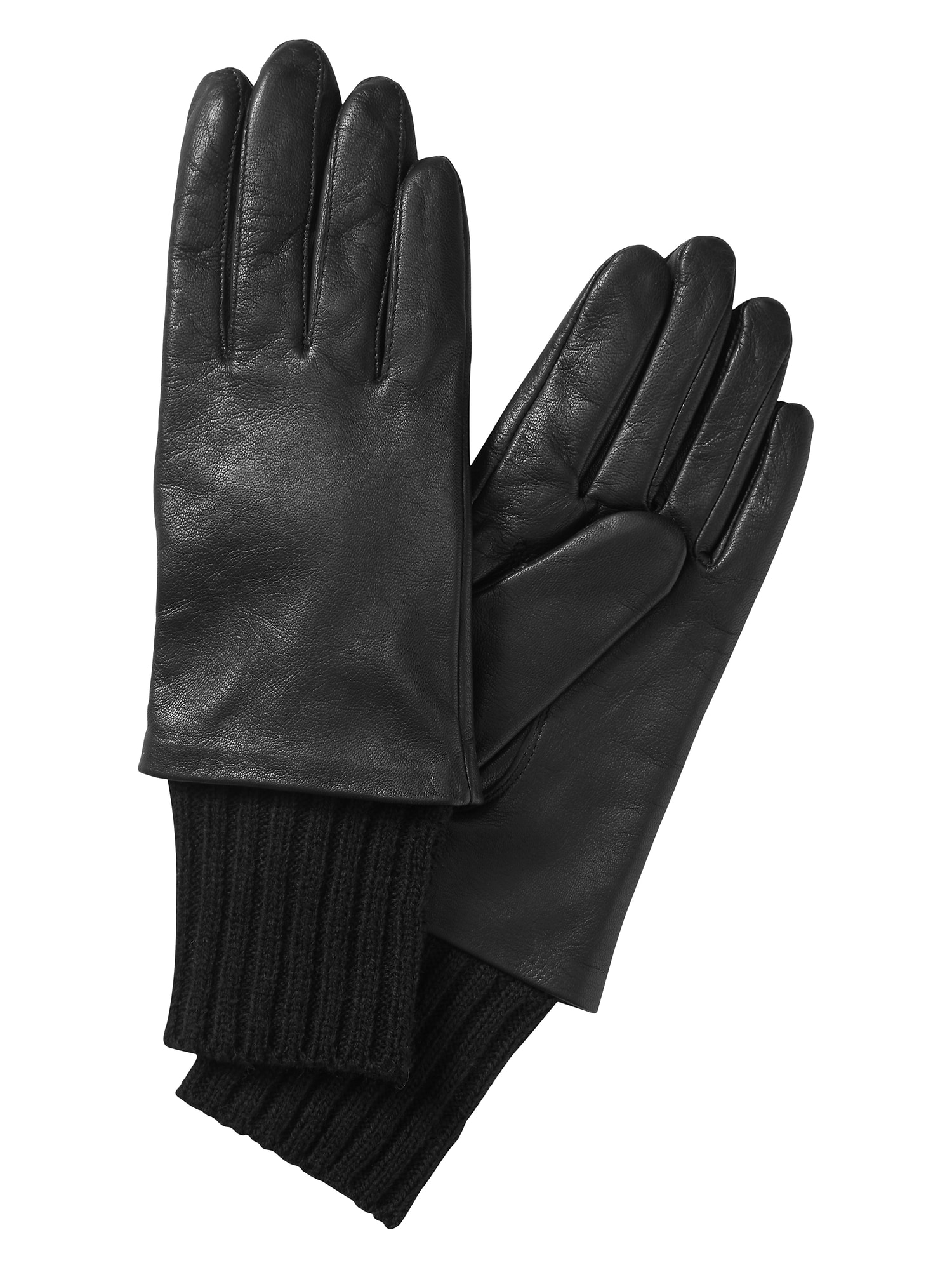 RibKnit Cuffed Leather Glove Banana Republic Factory