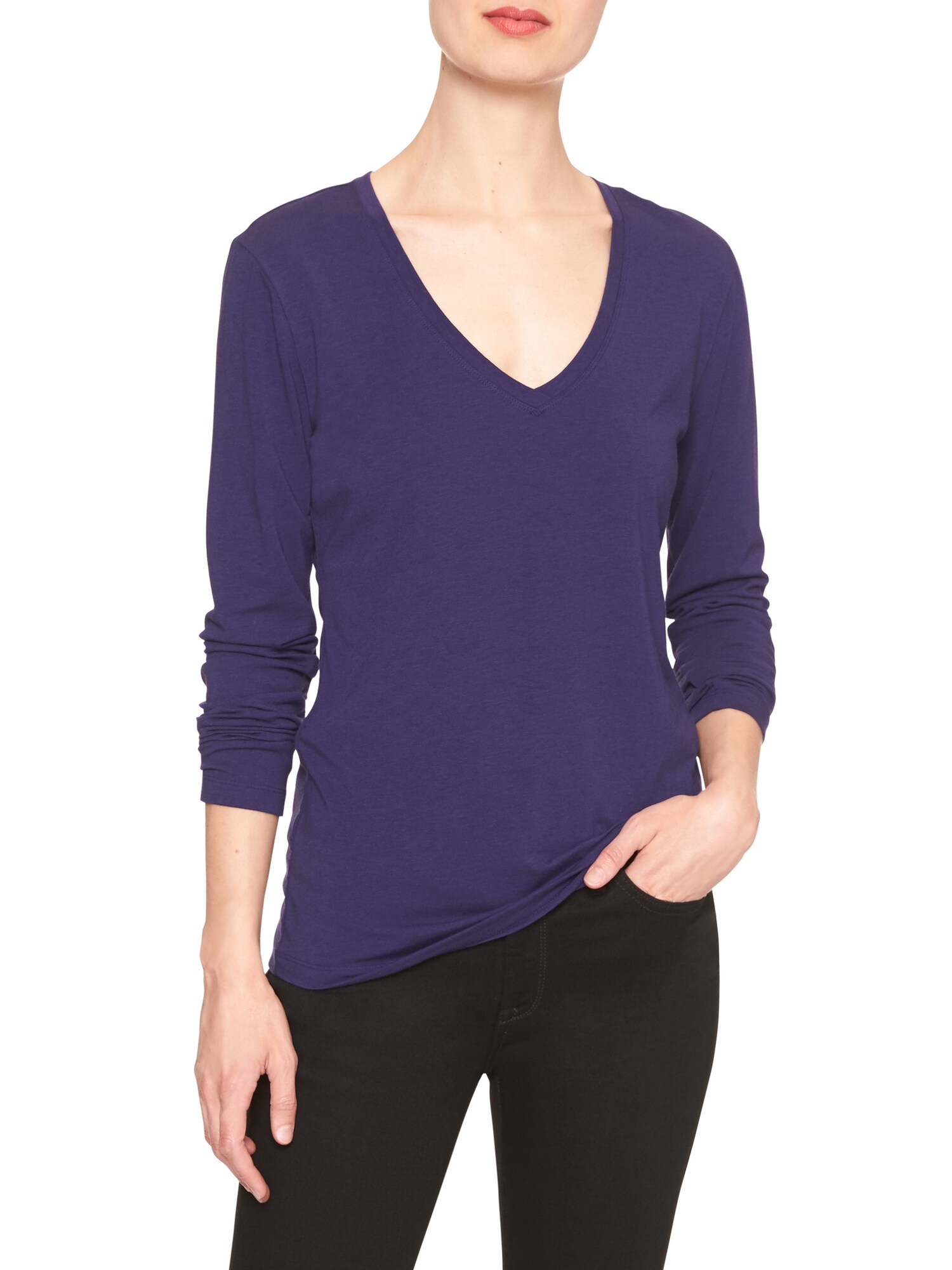 Timeless Long Sleeve VNeck Tee Banana Republic Factory