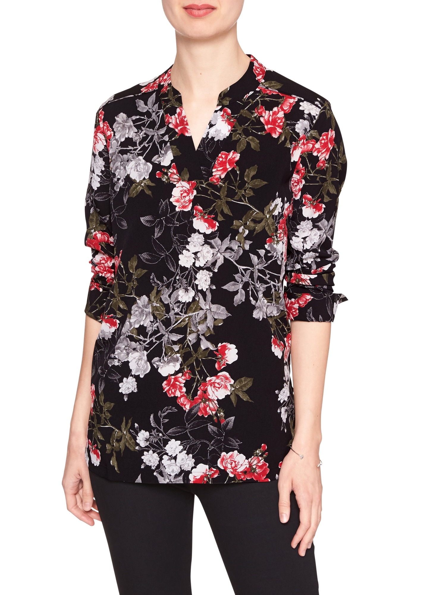 Print Notch-Sleeve Tunic | Banana Republic Factory
