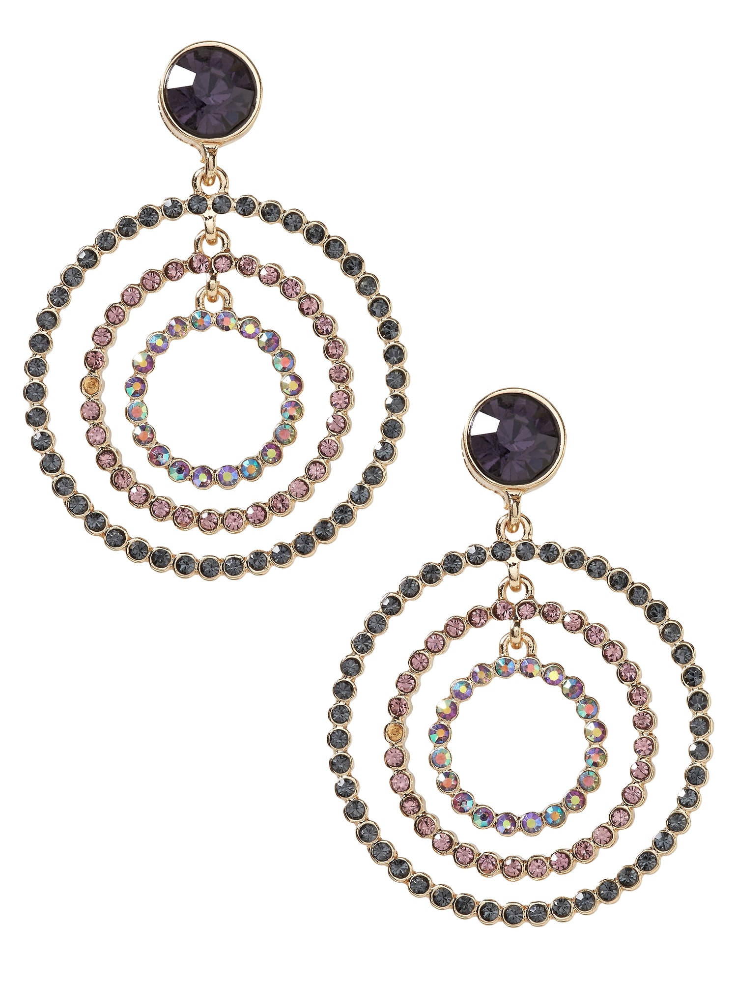 Multi-Rhinestone Drop-Hoop Earrings | Banana Republic Factory