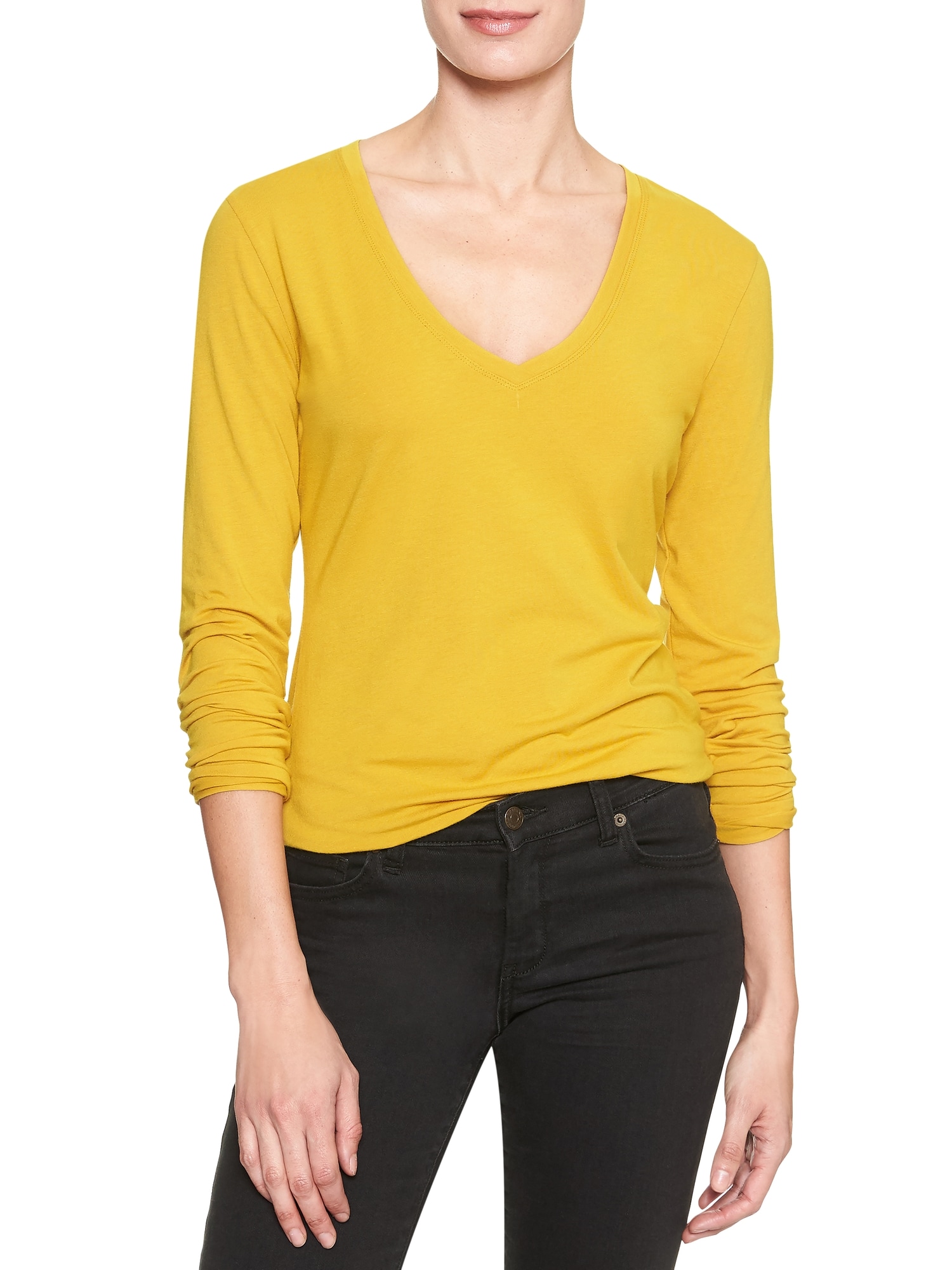 Timeless Long Sleeve VNeck Tee Banana Republic Factory