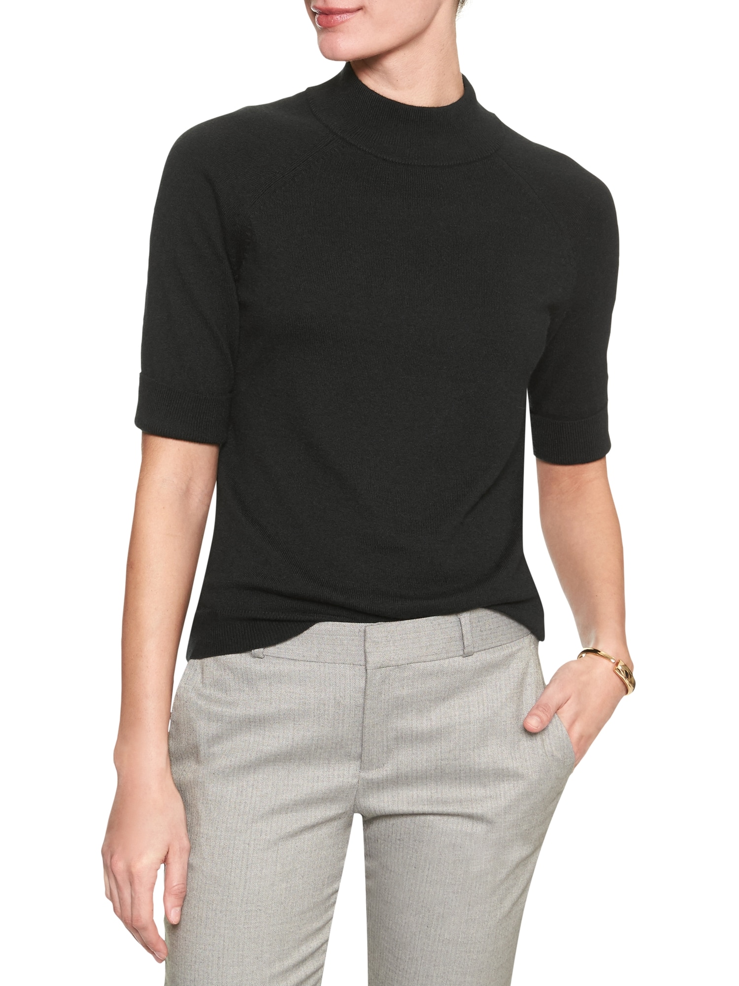 Short Sleeve Mock Neck Sweater Banana Republic Factory