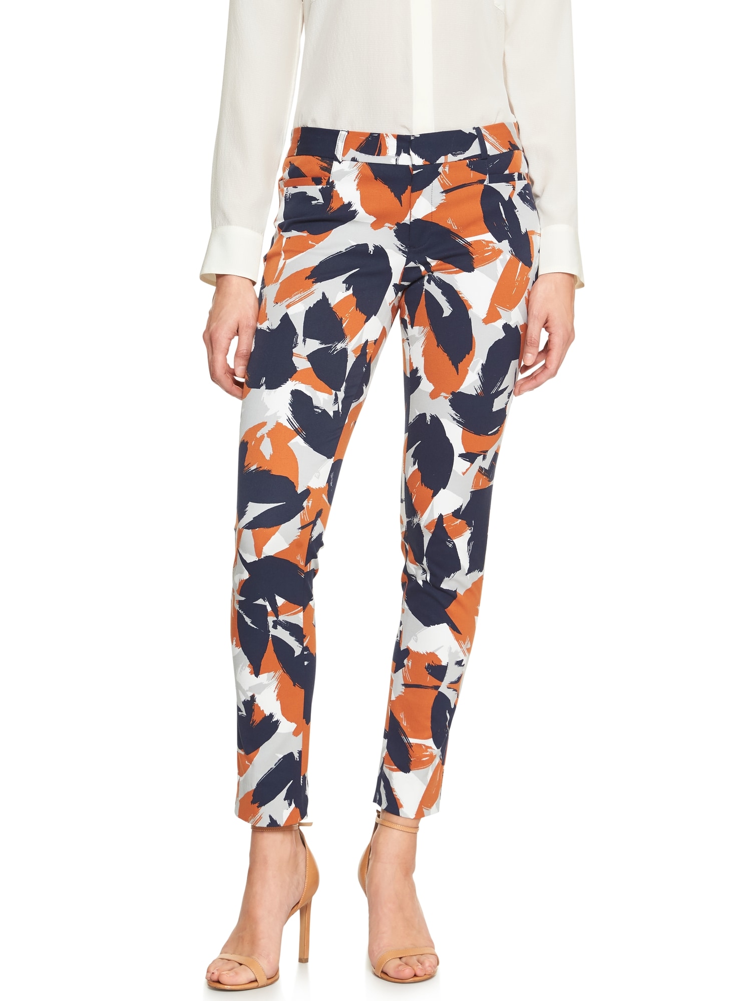 Sloan Abstract Floral Print Slim Ankle Pant