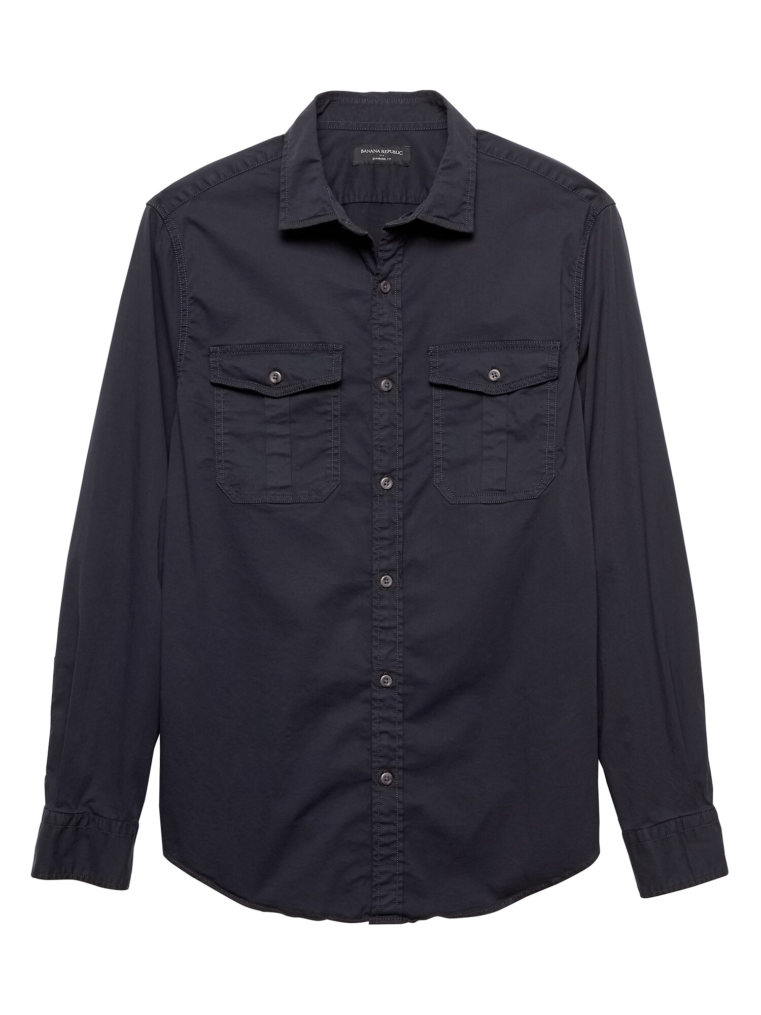 StandardFit Stretch Navy DoublePocket Field Shirt Banana Republic Factory