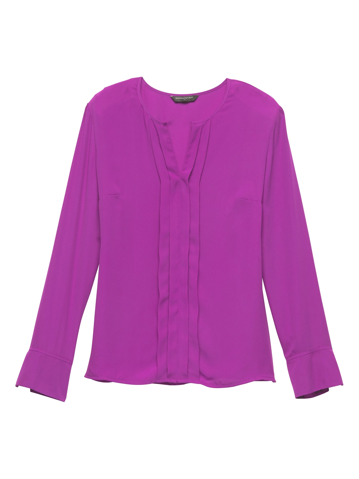 Pleated Front Long Sleeve Blouse