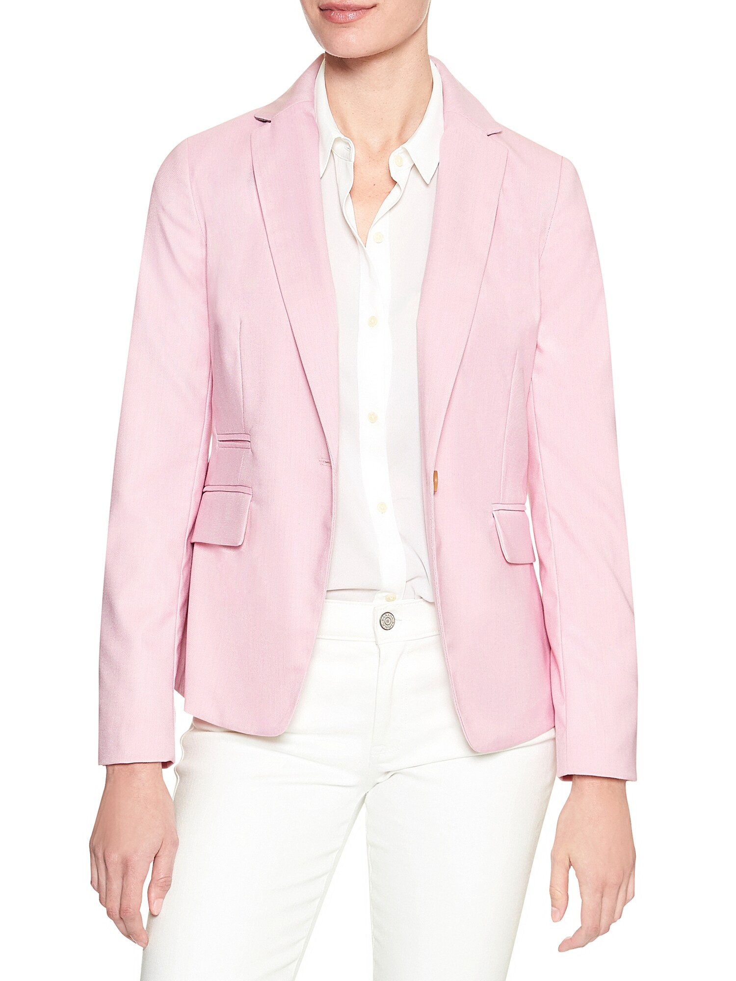 Machine Washable Pink Twill Cutaway SingleButton Blazer Banana