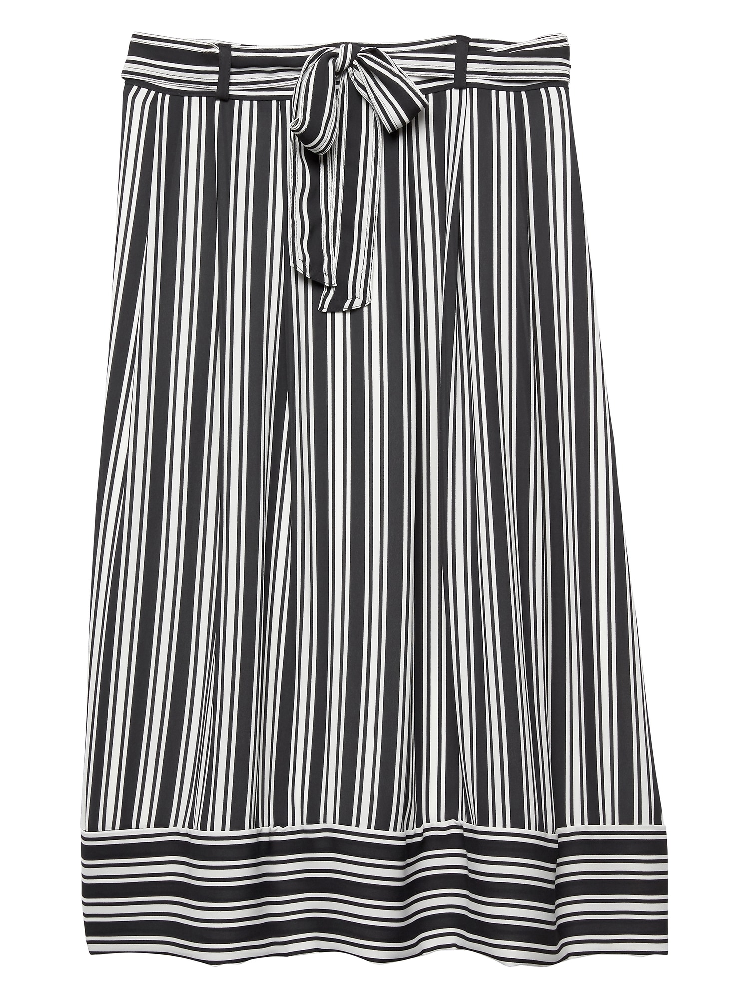 Stripe Tie Waist Midi Skirt
