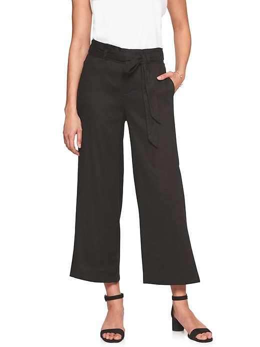 Paperbag Waist Wide Leg Crop Pant