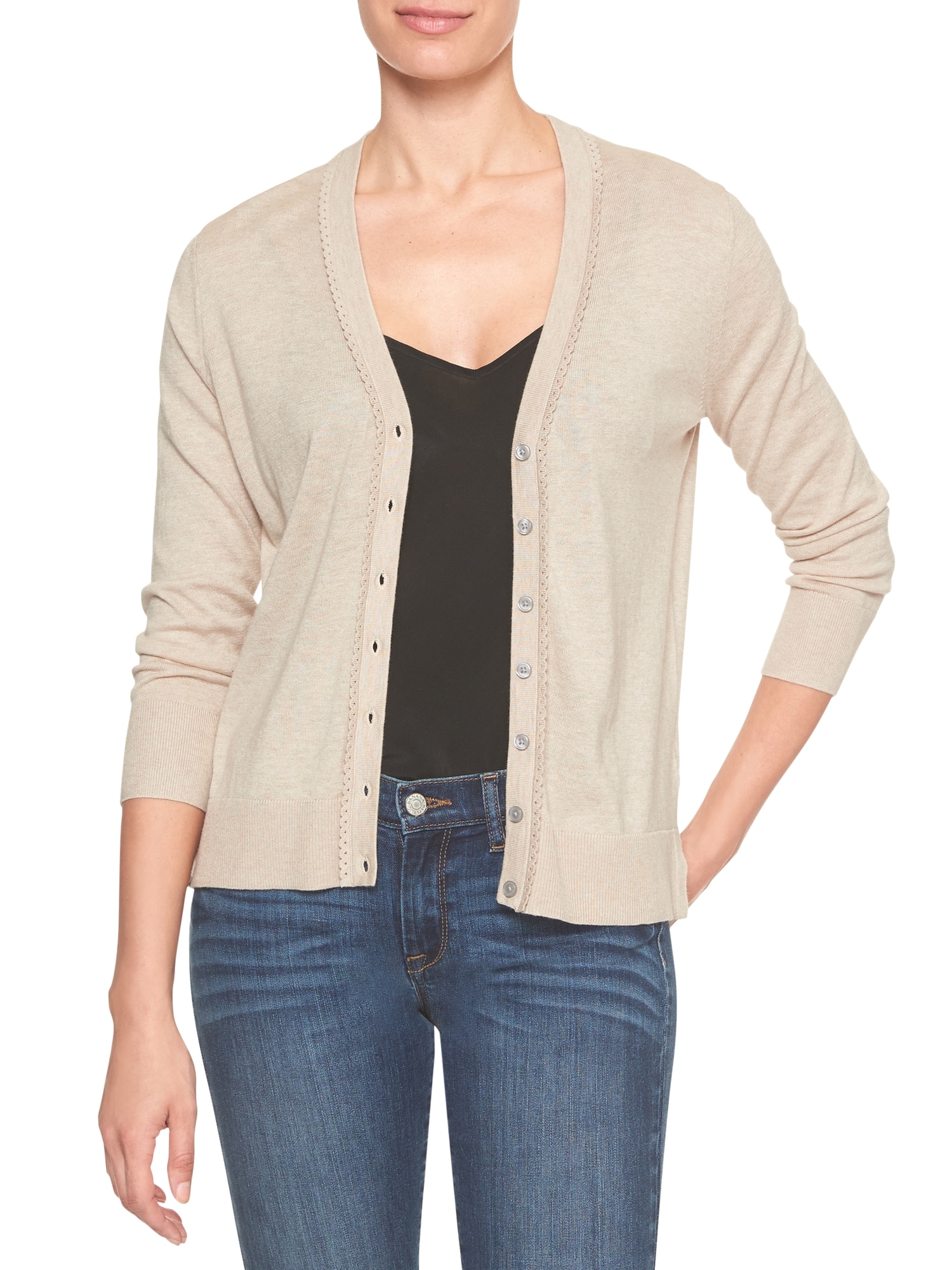 3/4 Sleeve Pico Trim Cardigan | Banana Republic Factory