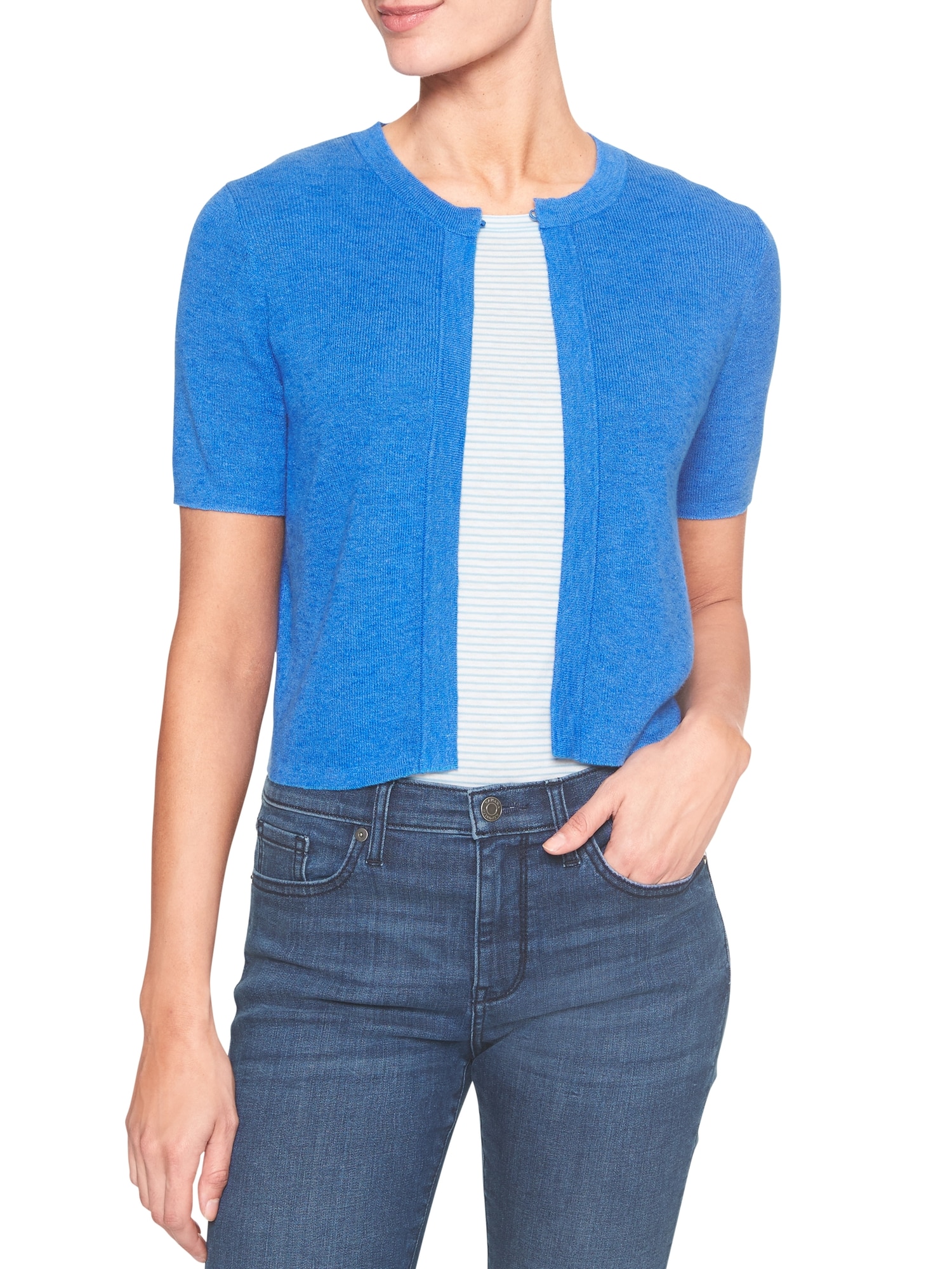 Petite Short Sleeve Cardigan Banana Republic Factory