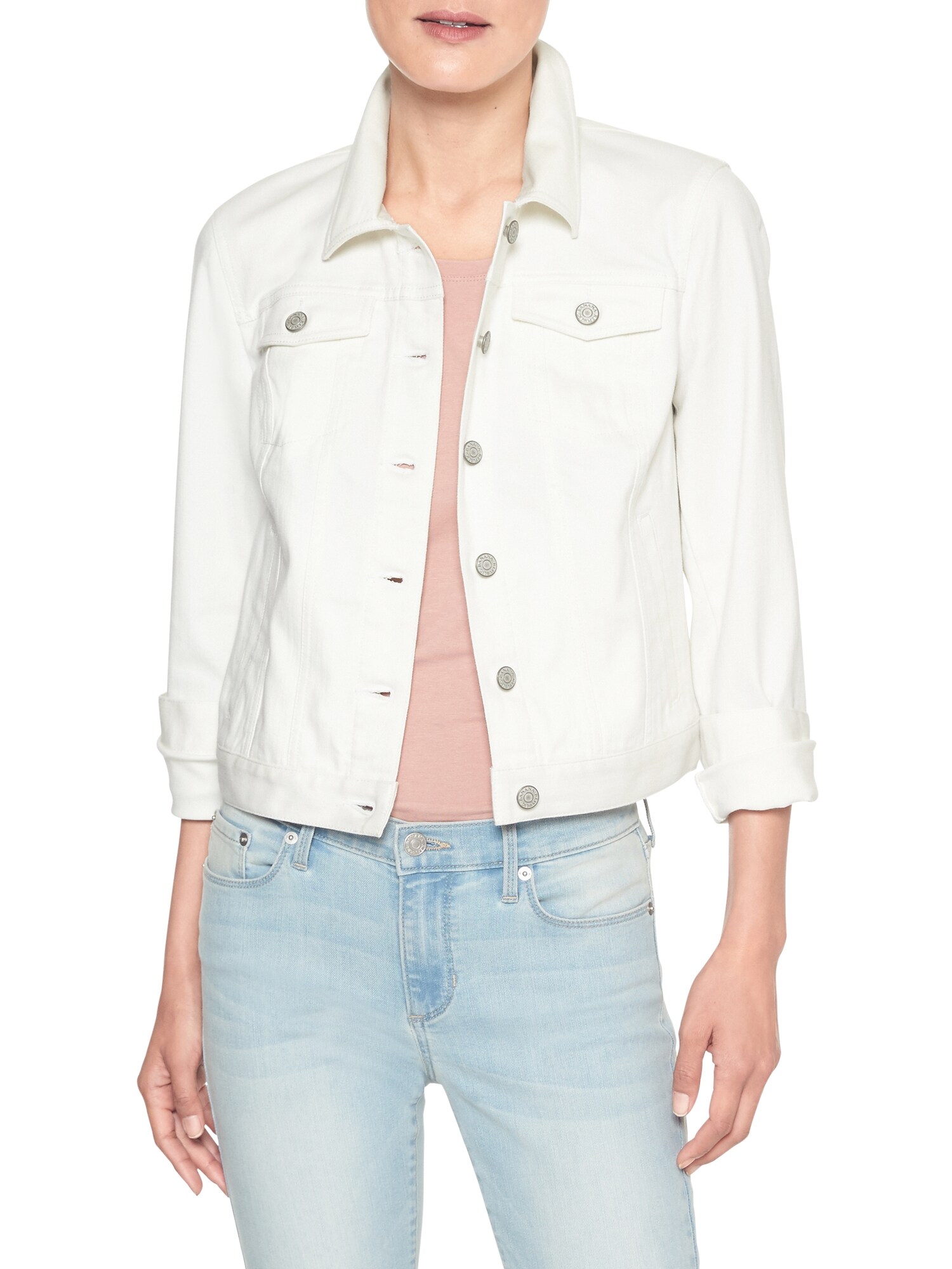 Stain Resistant White Denim Jacket | Banana Republic Factory