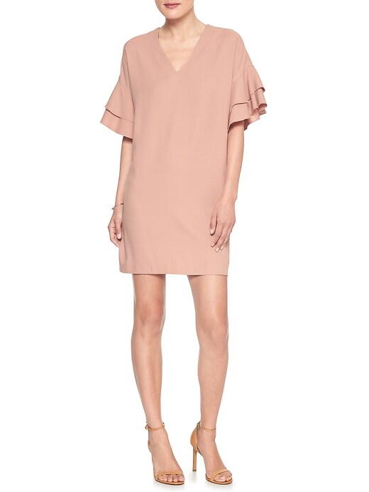 Flounce sleeve shift dress hotsell